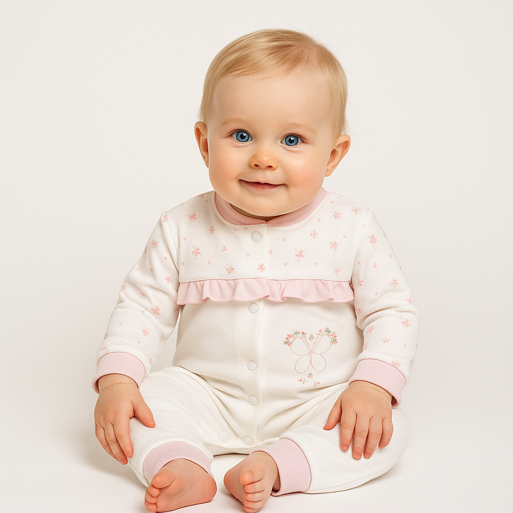 Peach Blossom Butterfly Baby Romper