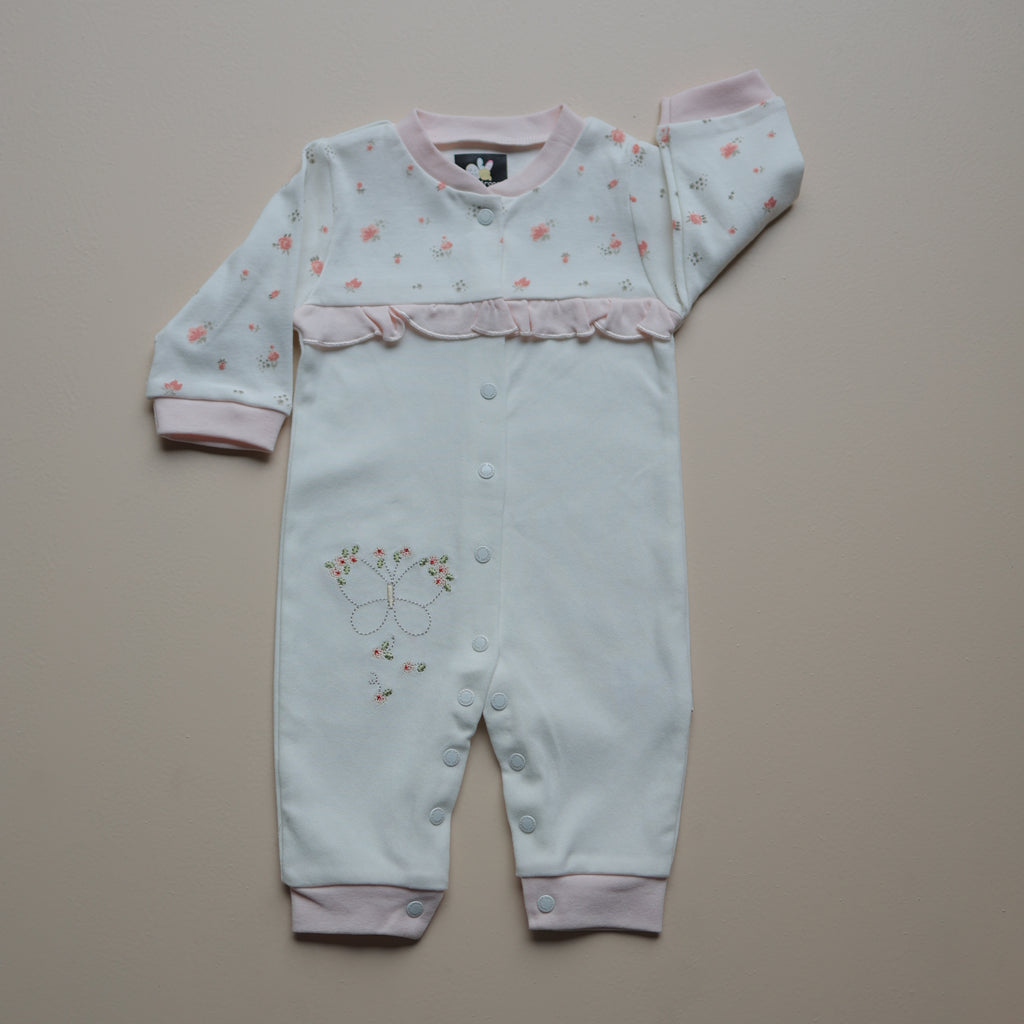 Peach Blossom Butterfly Baby Romper