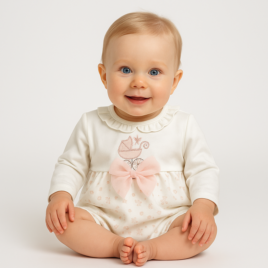 Peach Blossom Cot Baby Half Romper