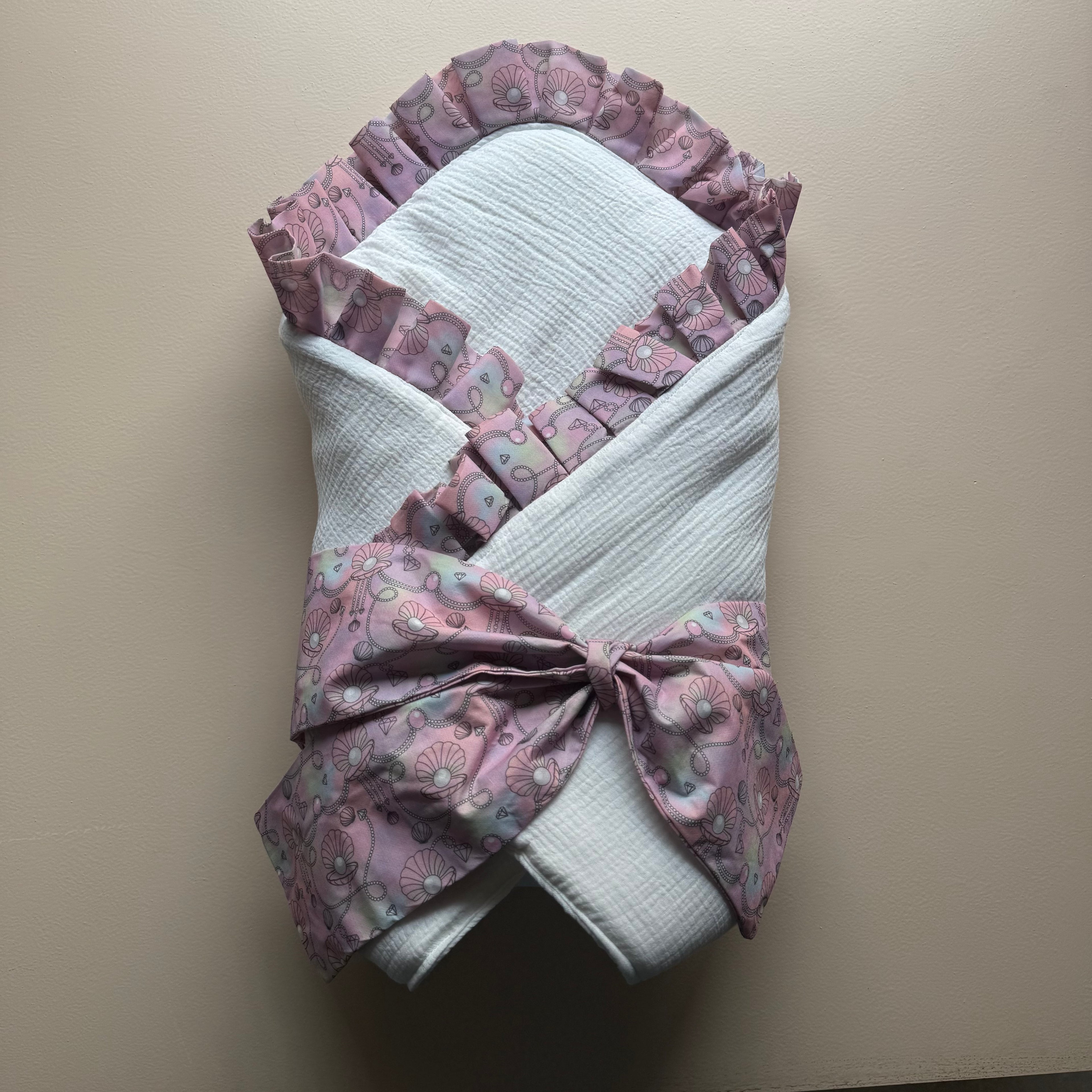 Petal & Pearls – Luxury Muslin Drape & Cap Set