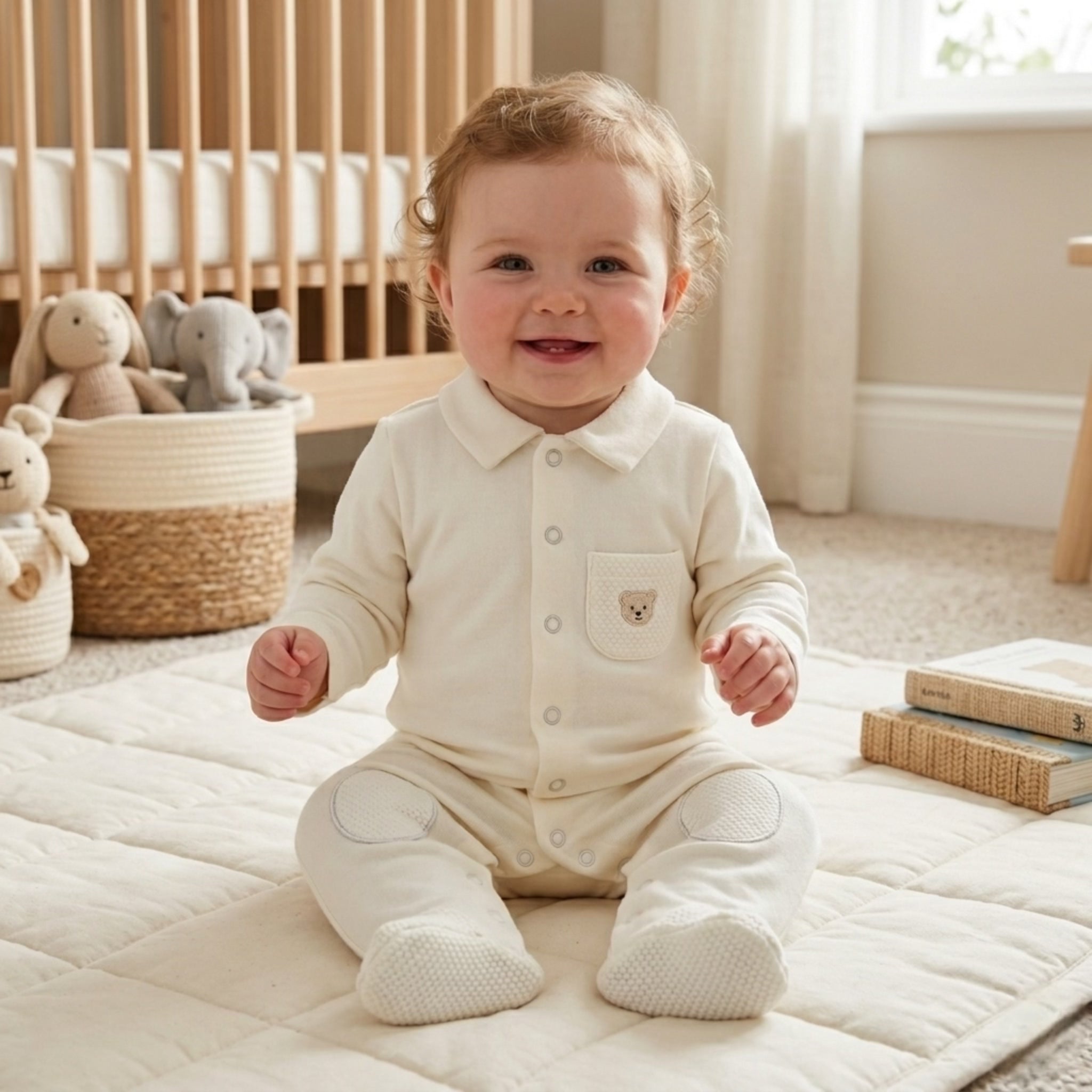 Petit Bébé Classic Footed Romper – Ivory