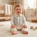 Petit Bleu Gentleman Romper – Ivory & Powder Blue