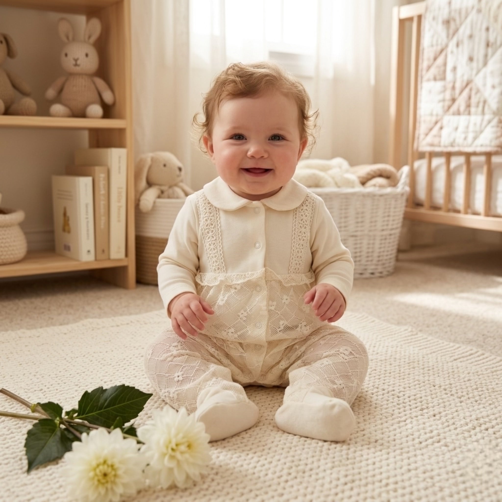 Petit Fleur Lace Romper – Ivory