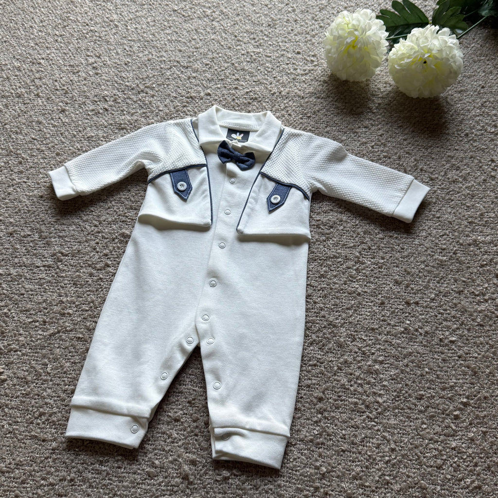 Petit Noir Gentleman Romper – Ivory & Midnight