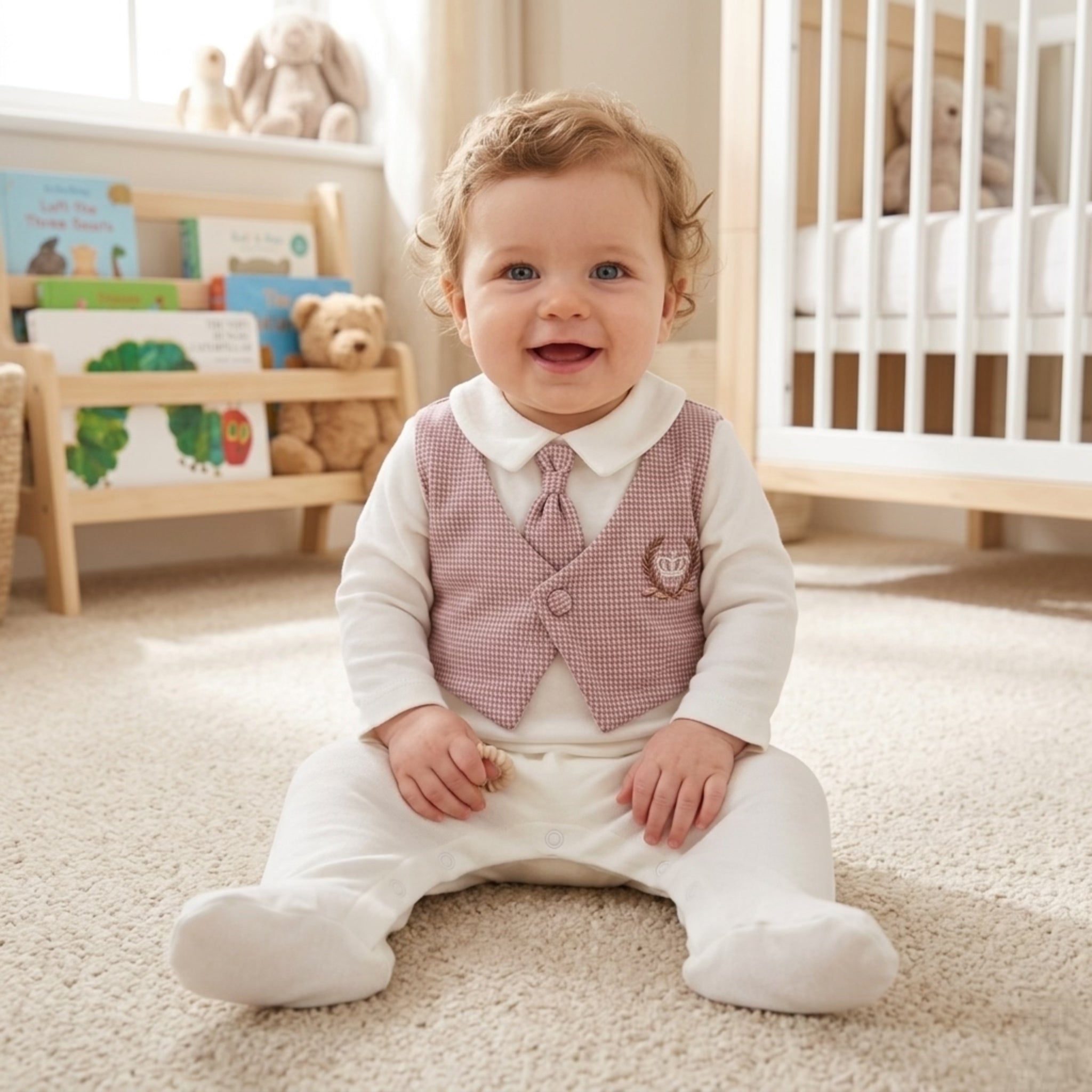Petit Prince Vest Romper – Ivory & Blush