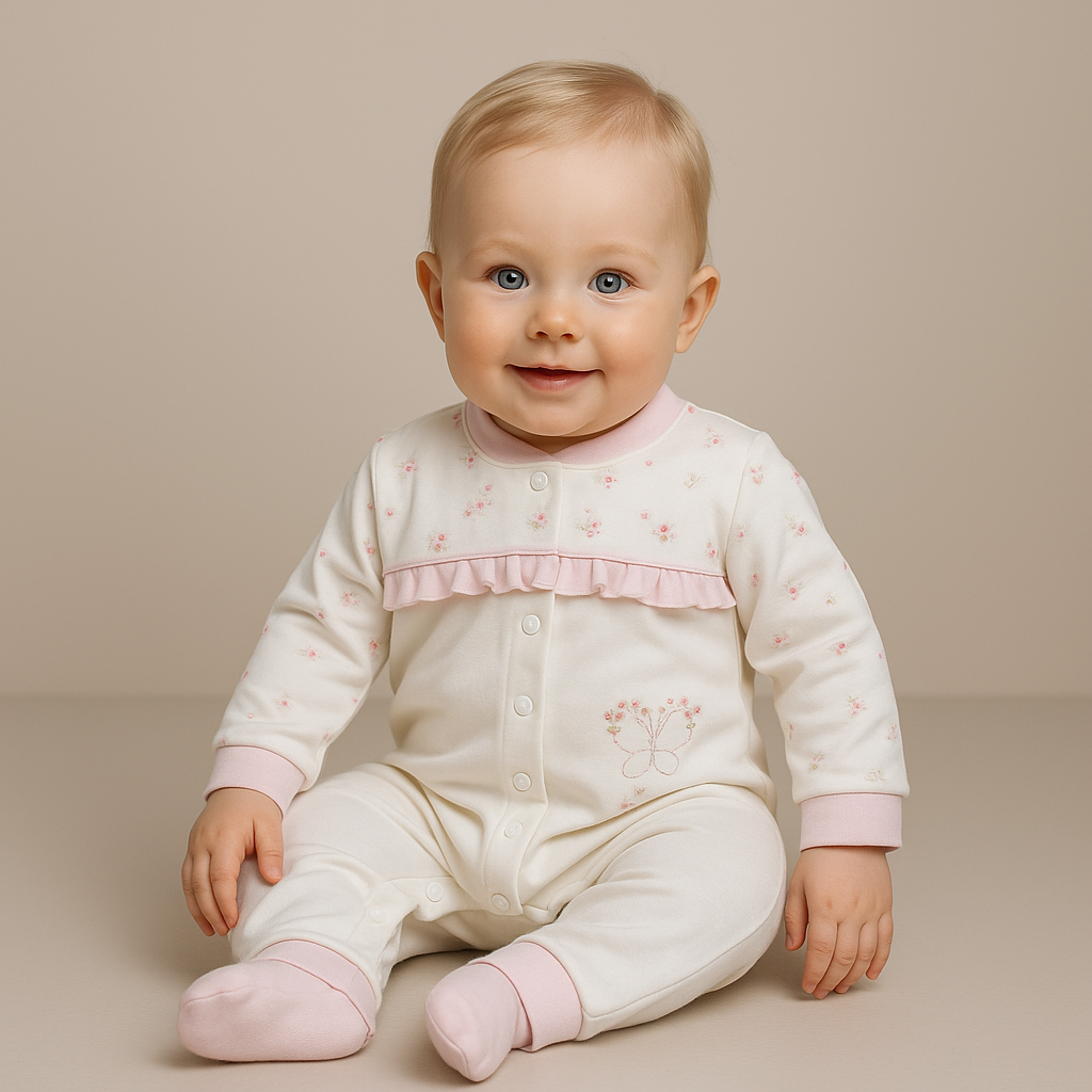 Pink Blossom Butterfly Baby Romper