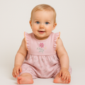 Pink Floral Ruffle Sleeveless Romper