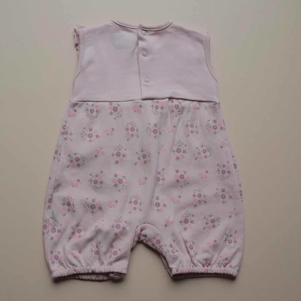 Pink Floral Ruffle Sleeveless Romper