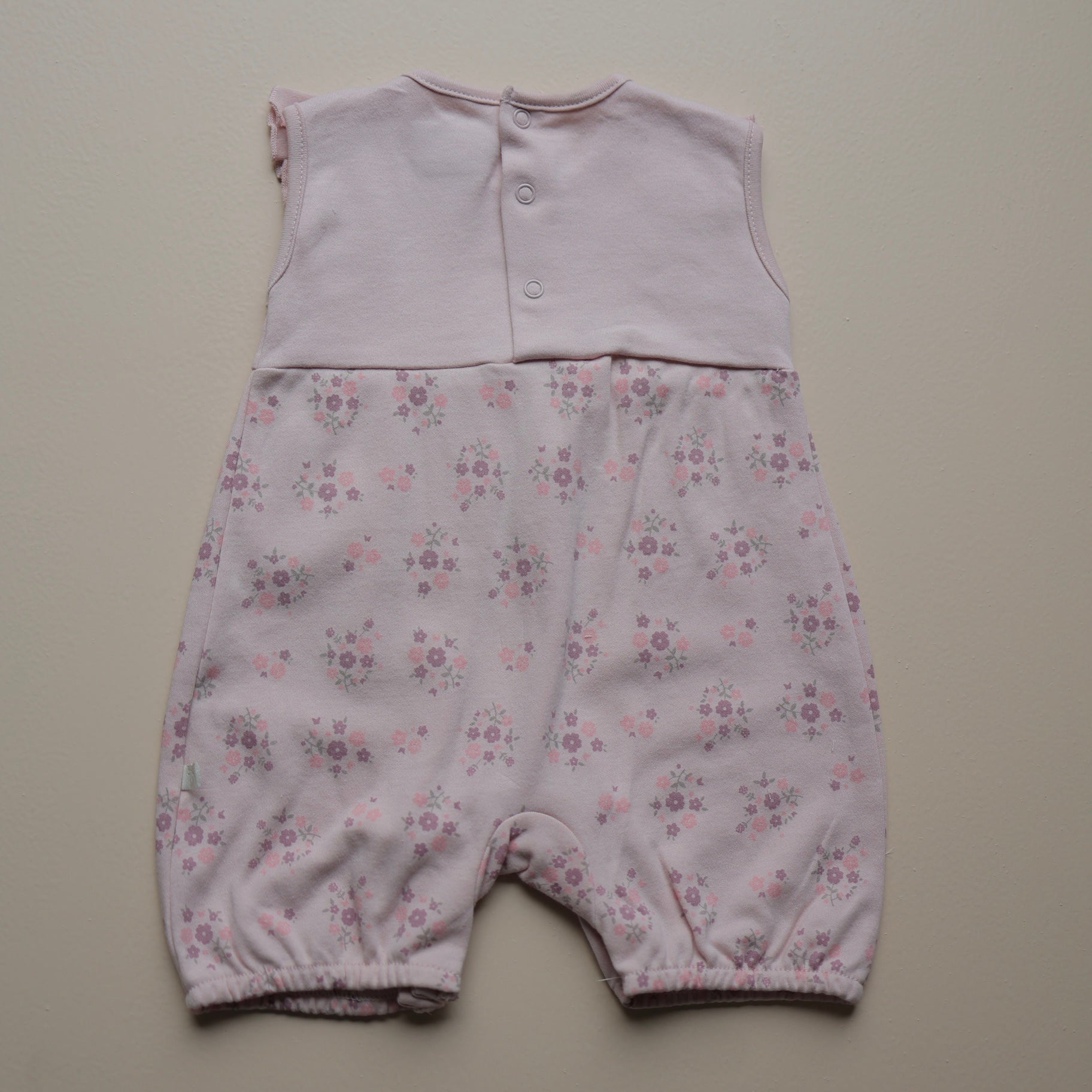 Pink Floral Ruffle Sleeveless Romper