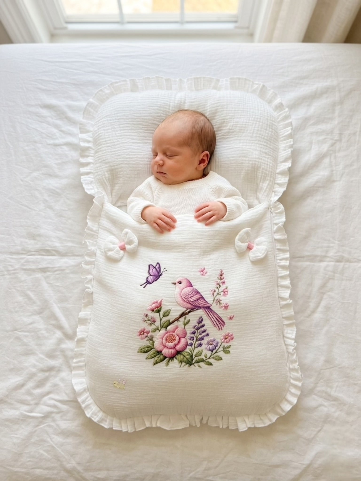 Pink Songbird Muslin Sleeping Bag
