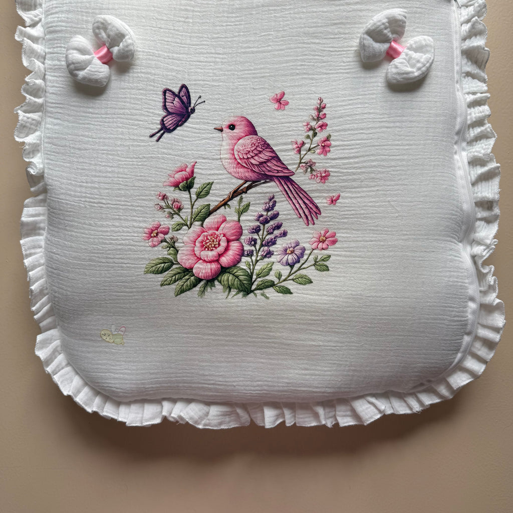Pink Songbird Muslin Sleeping Bag