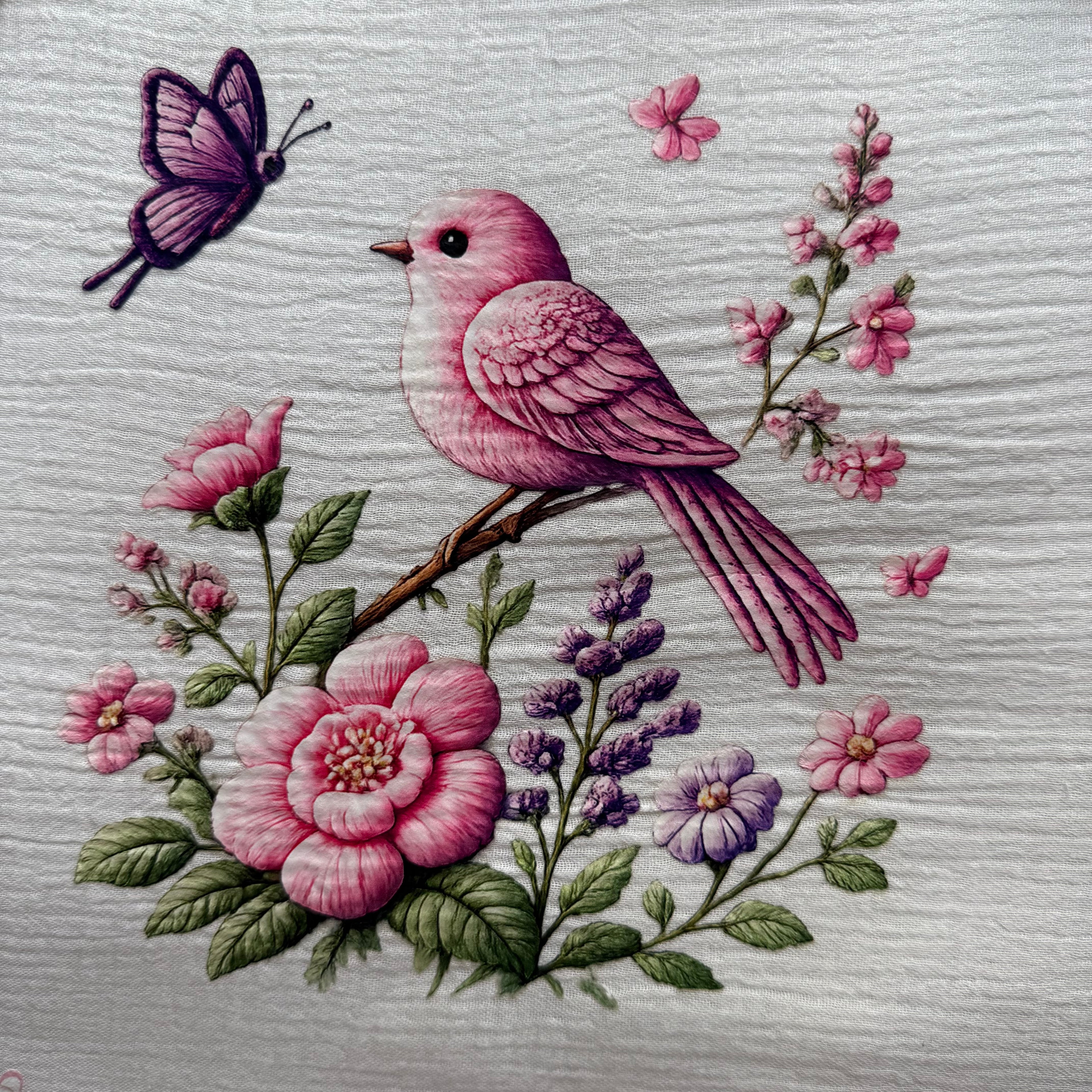 Pink Songbird Muslin Sleeping Bag