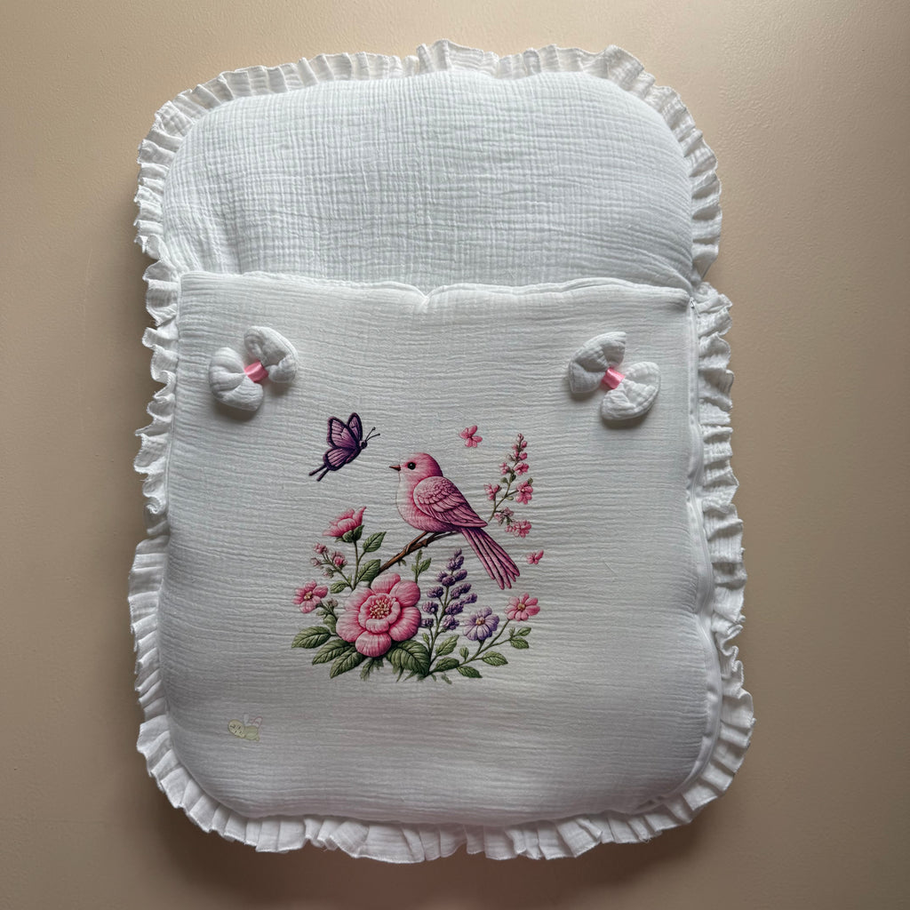 Pink Songbird Muslin Sleeping Bag