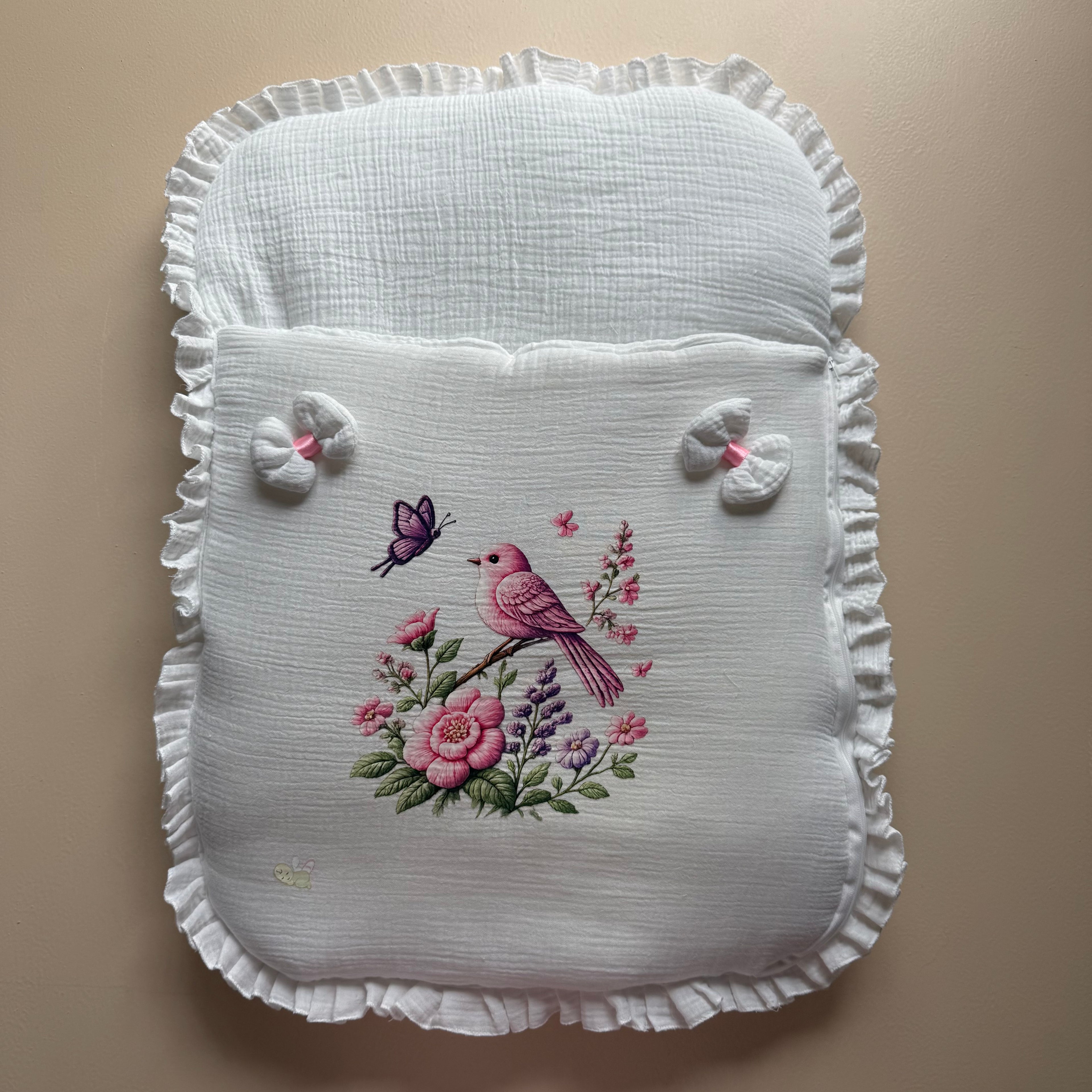 Pink Songbird Muslin Sleeping Bag