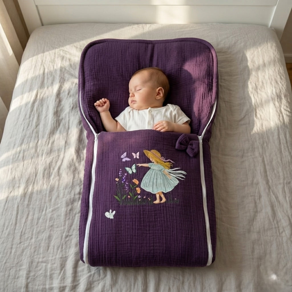 Plum Butterfly Fairy Muslin Sleeping Bag