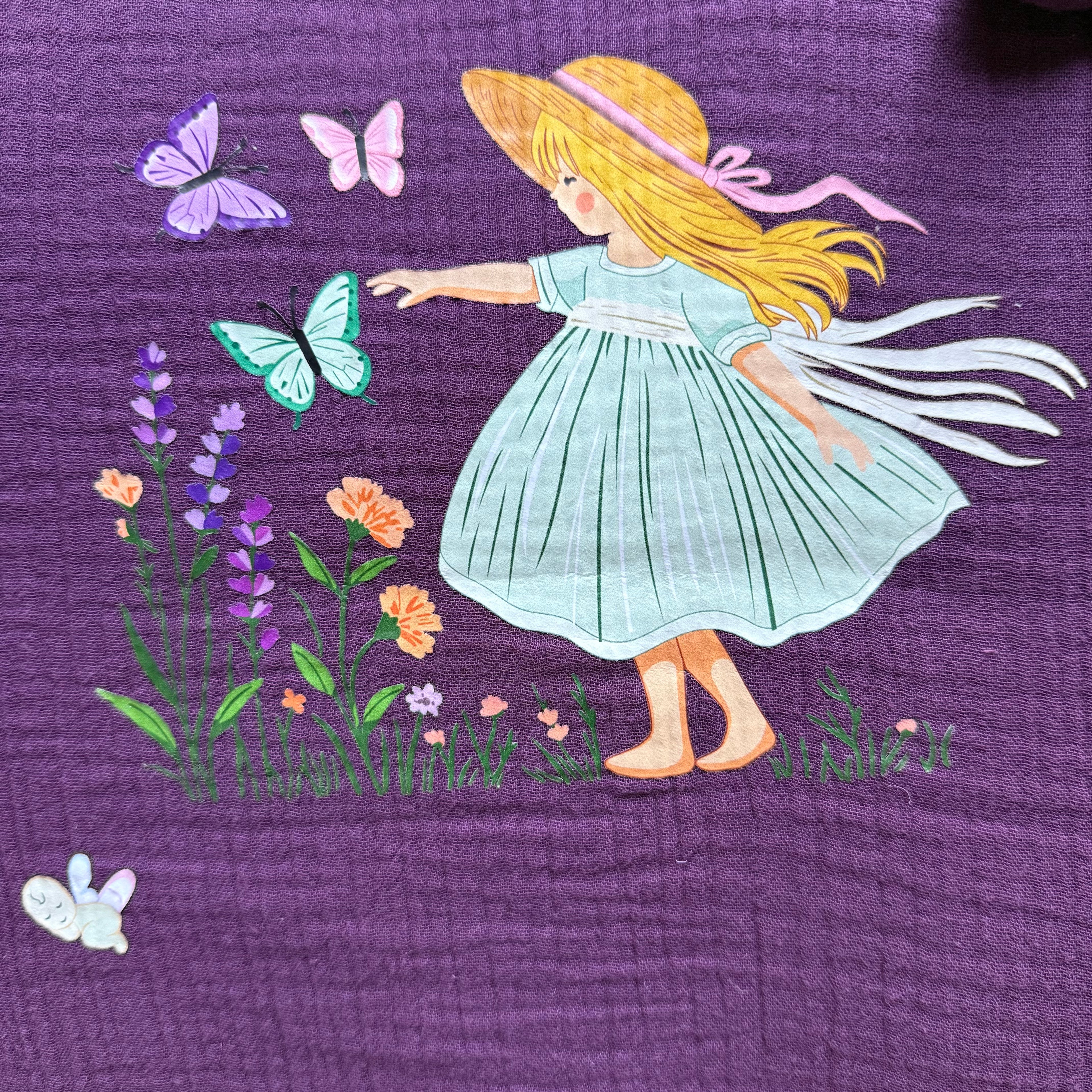Plum Butterfly Fairy Muslin Sleeping Bag