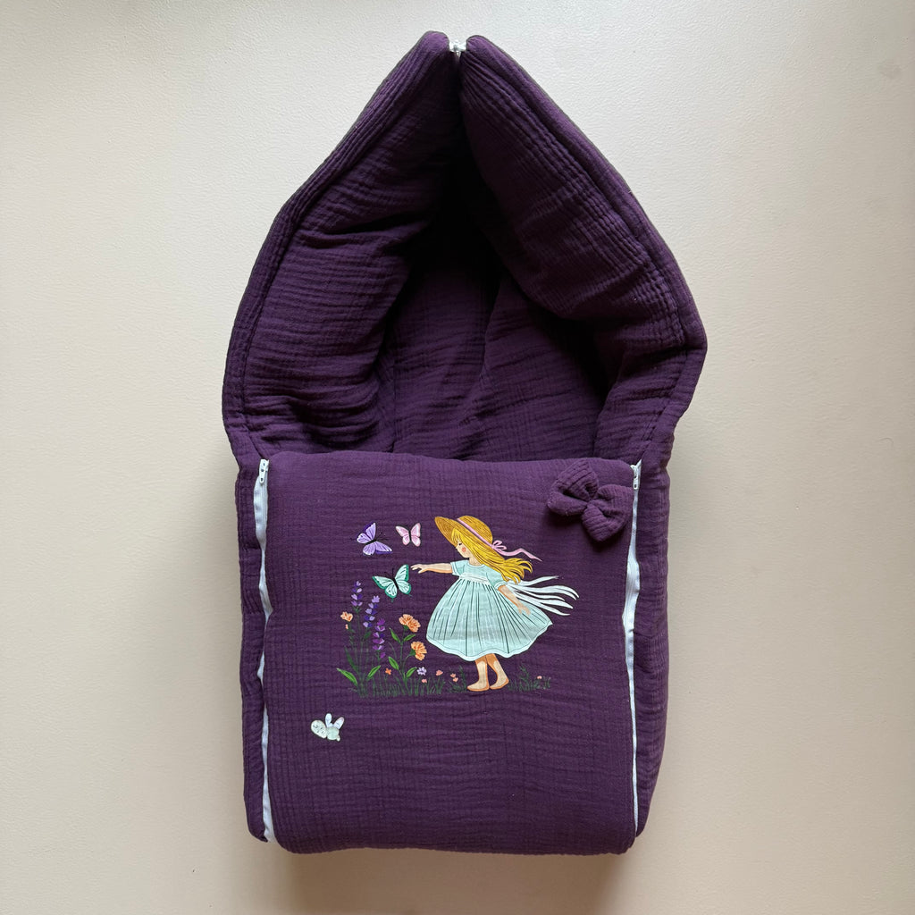 Plum Butterfly Fairy Muslin Sleeping Bag