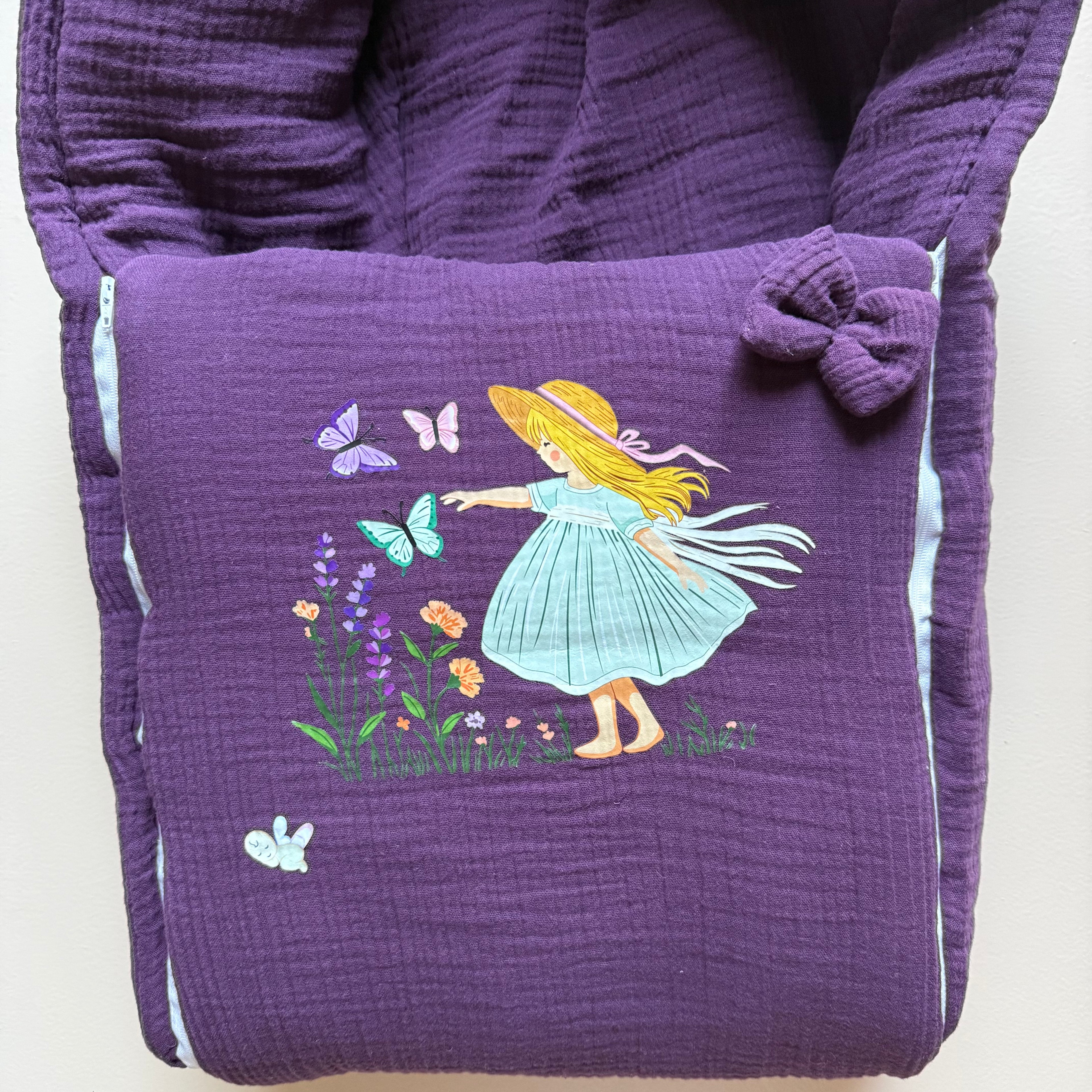 Plum Butterfly Fairy Muslin Sleeping Bag