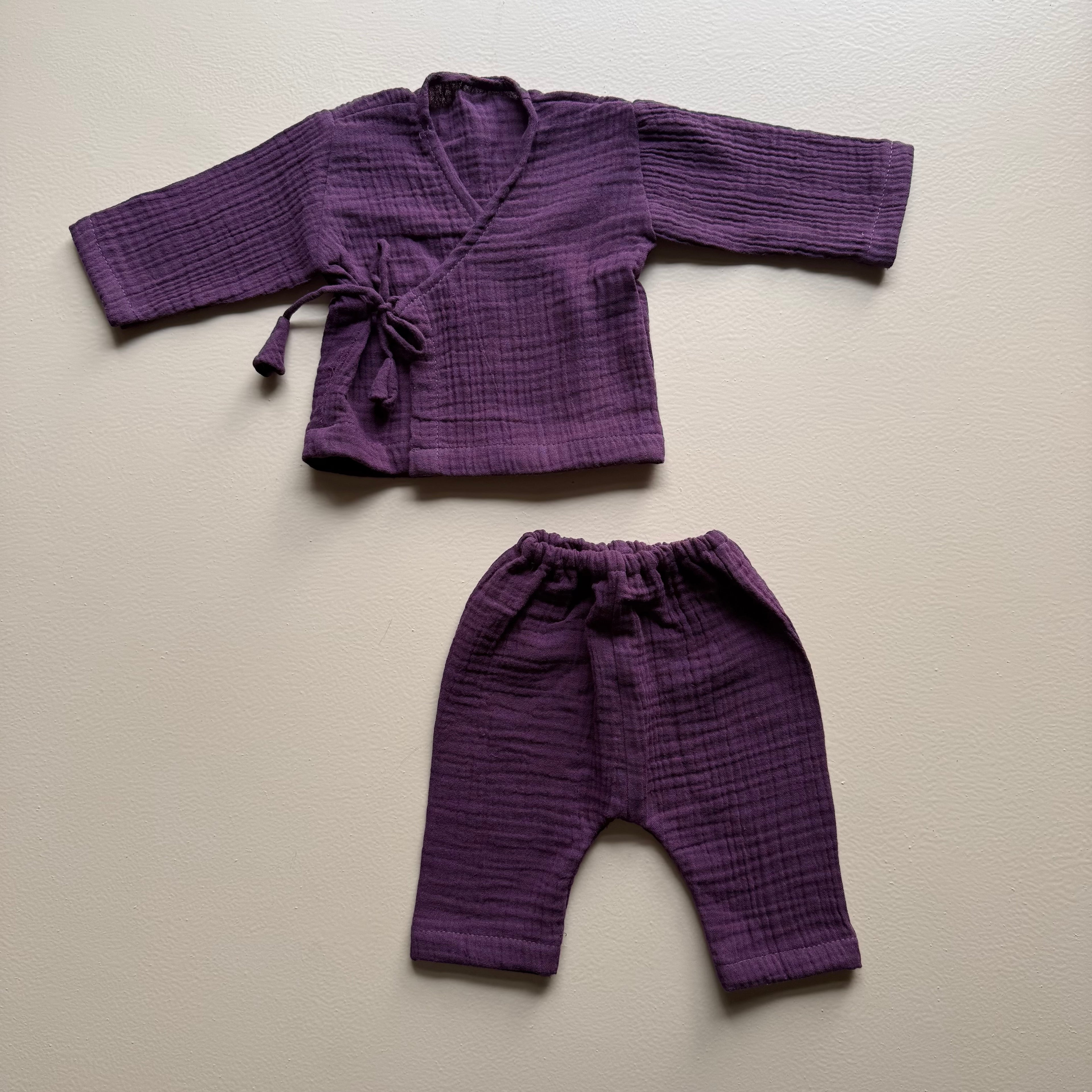 Plum Muslin 3-Piece Jhabla, Pants & Shorts Set