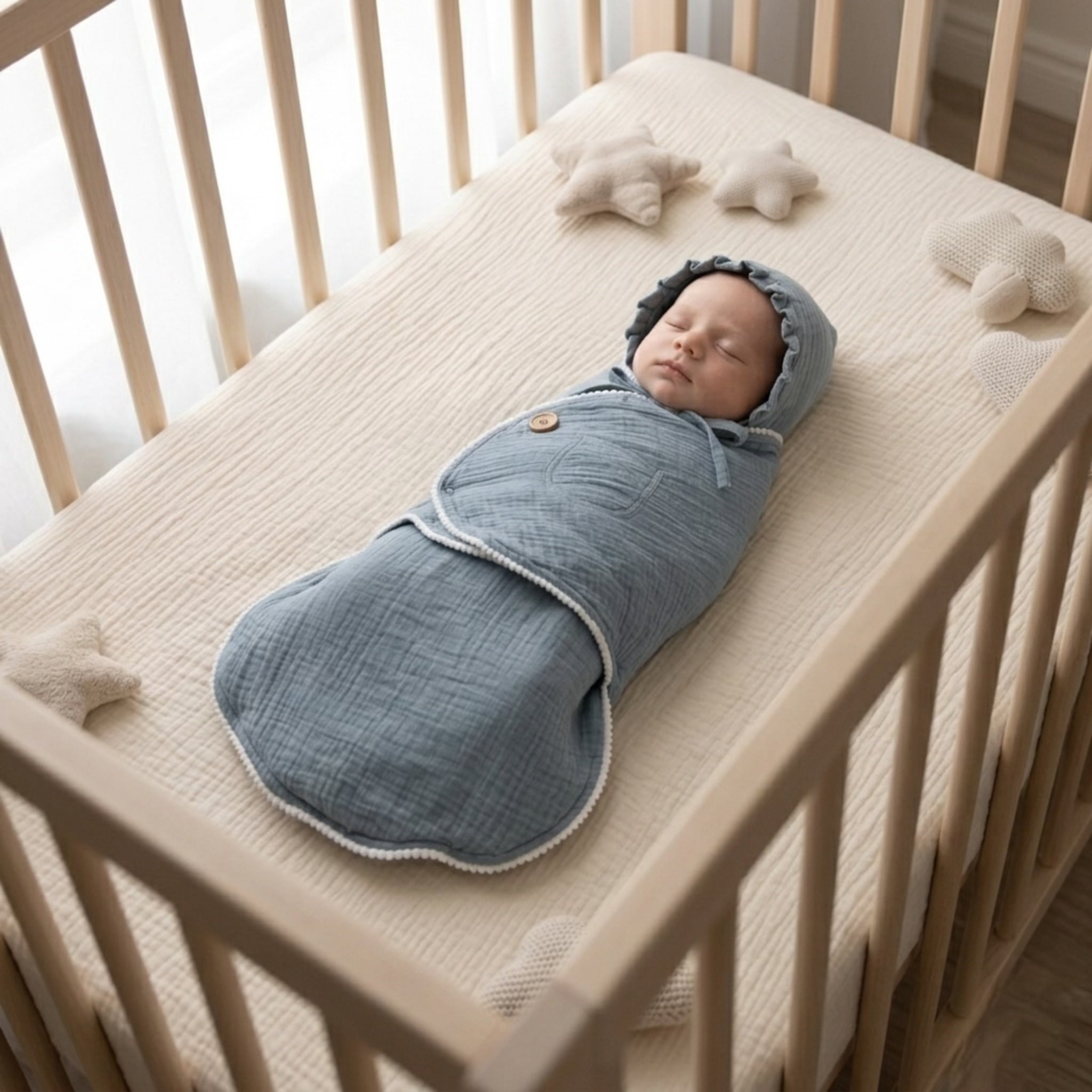 Powder Blue Cloud Muslin Swaddle Set