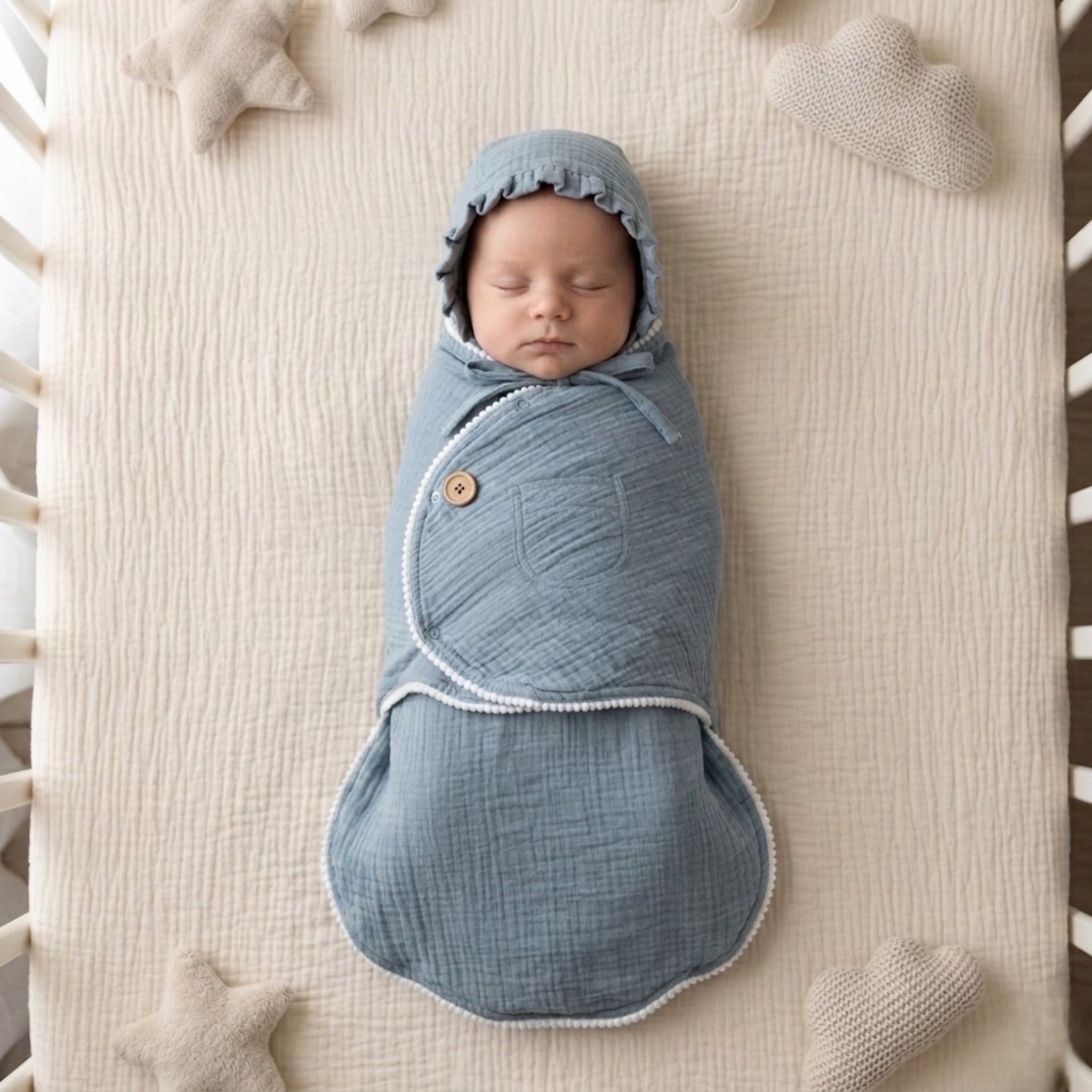 Powder Blue Cloud Muslin Swaddle Set