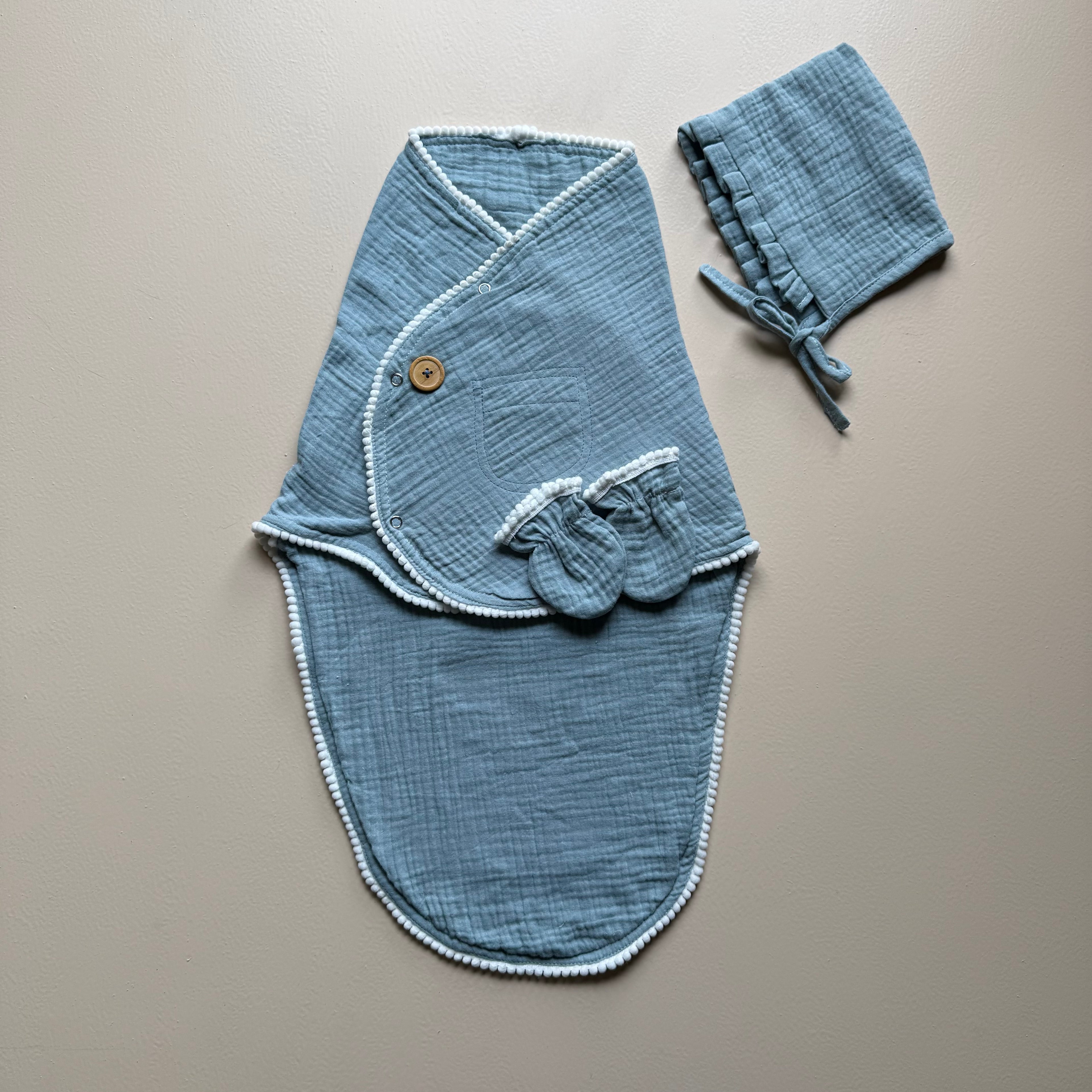 Powder Blue Cloud Muslin Swaddle Set