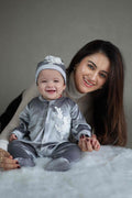 Silver Blossom Velvet Baby Set