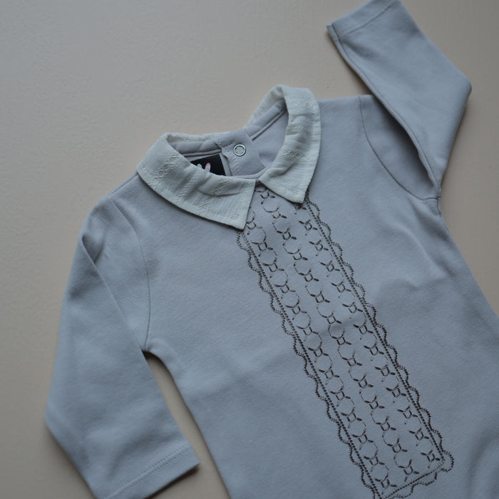 Light Grey Classic Collar Romper