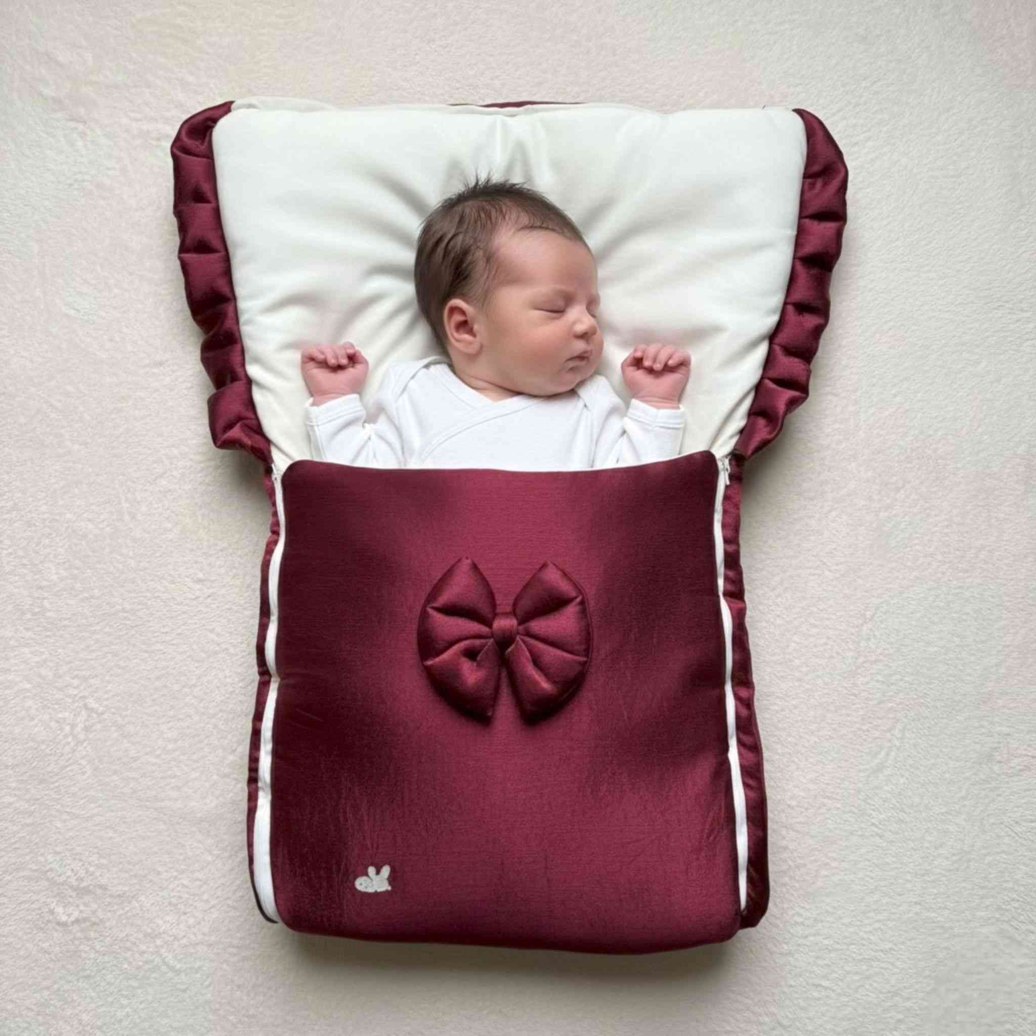 Berry Satin Bow Baby Sleeping Bag