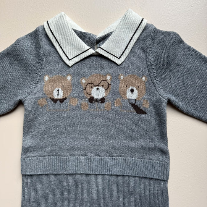 Grey Teddy Trio Knit Romper