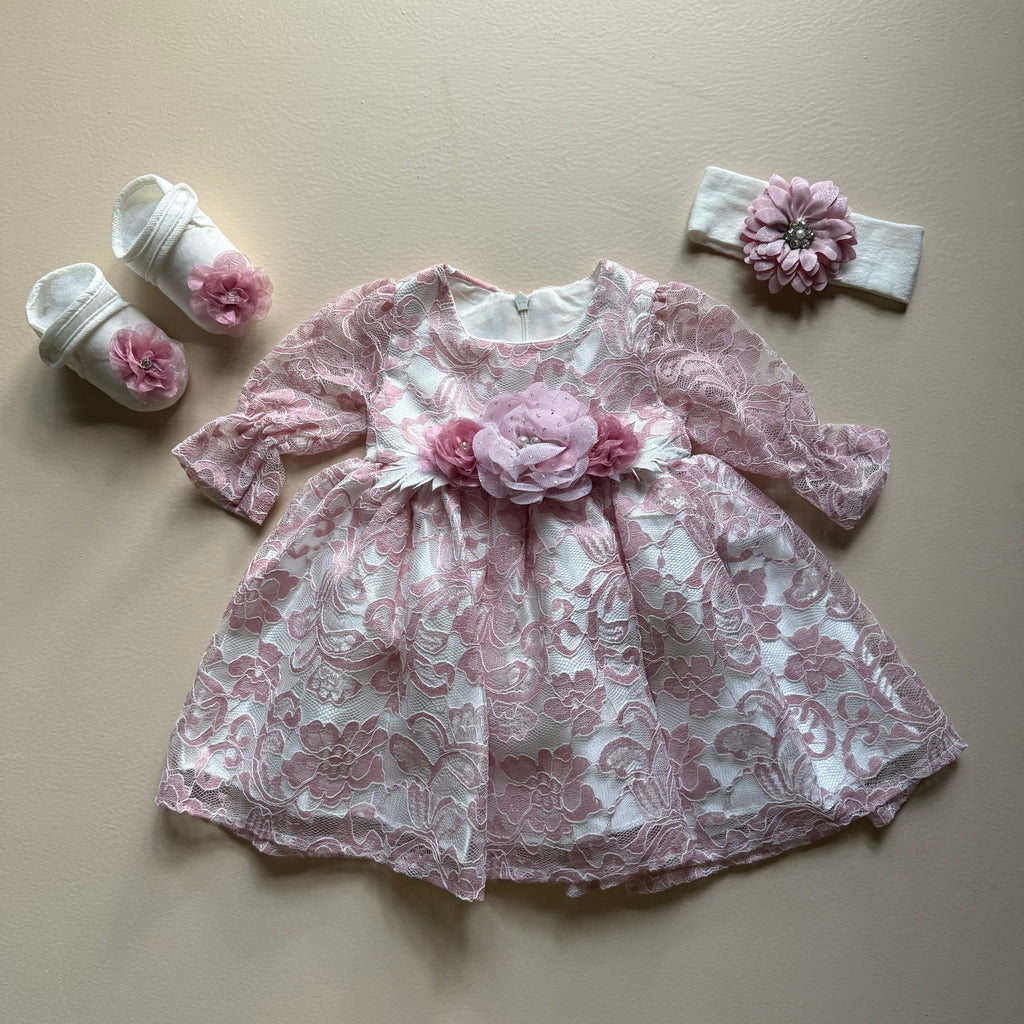 Rosé Fleur Lace Frock Set