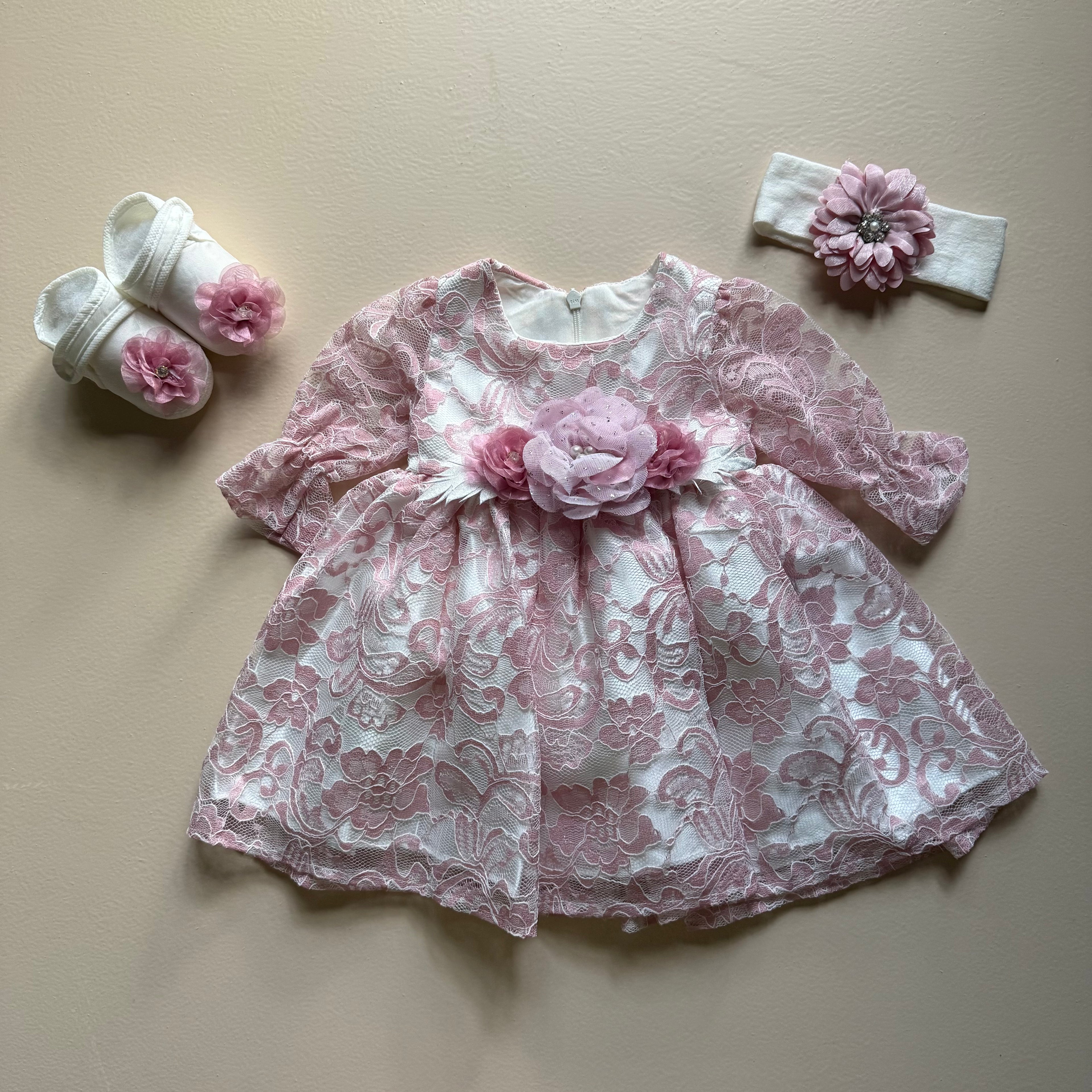 Rosé Fleur Lace Frock Set