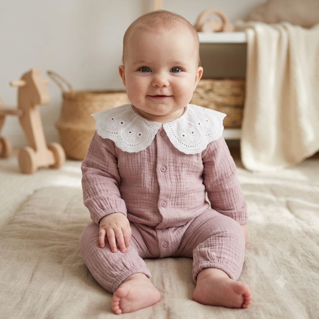 Rosé Heirloom Muslin Romper