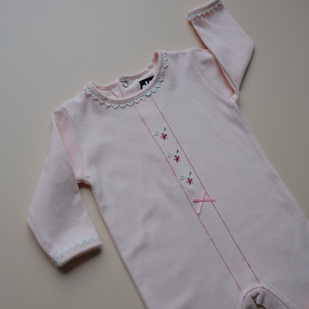 Rosy Bloom Lace Baby Romper