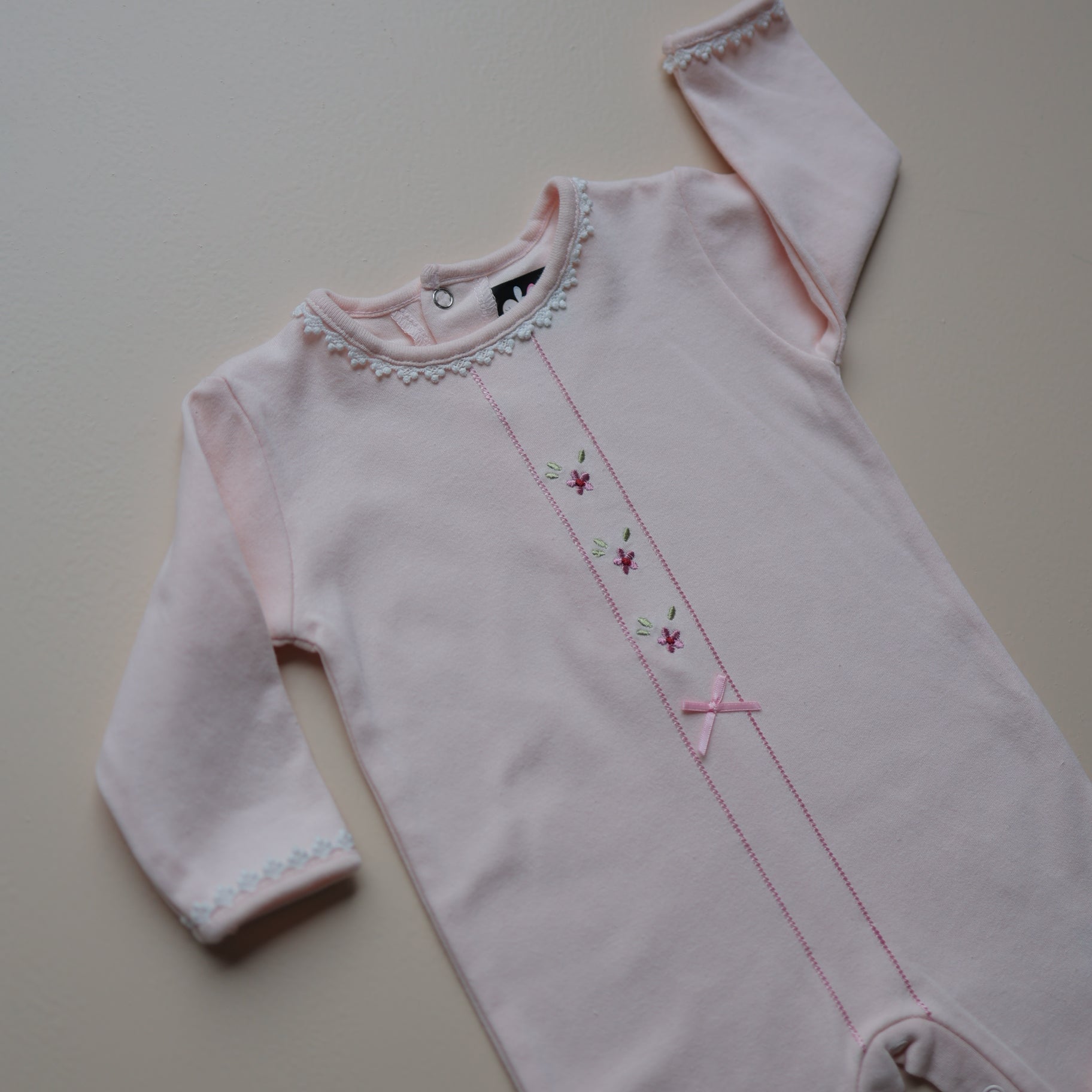 Rosy Bloom Lace Baby Romper