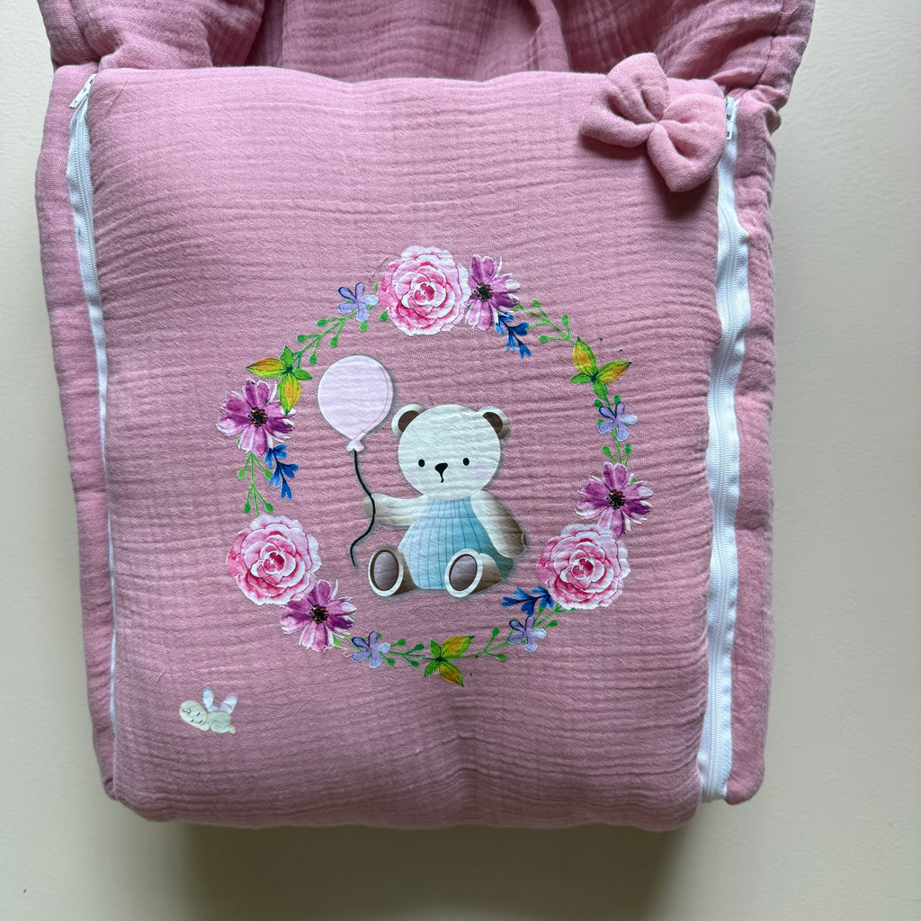 Rosy Teddy Dream Muslin Sleeping Bag