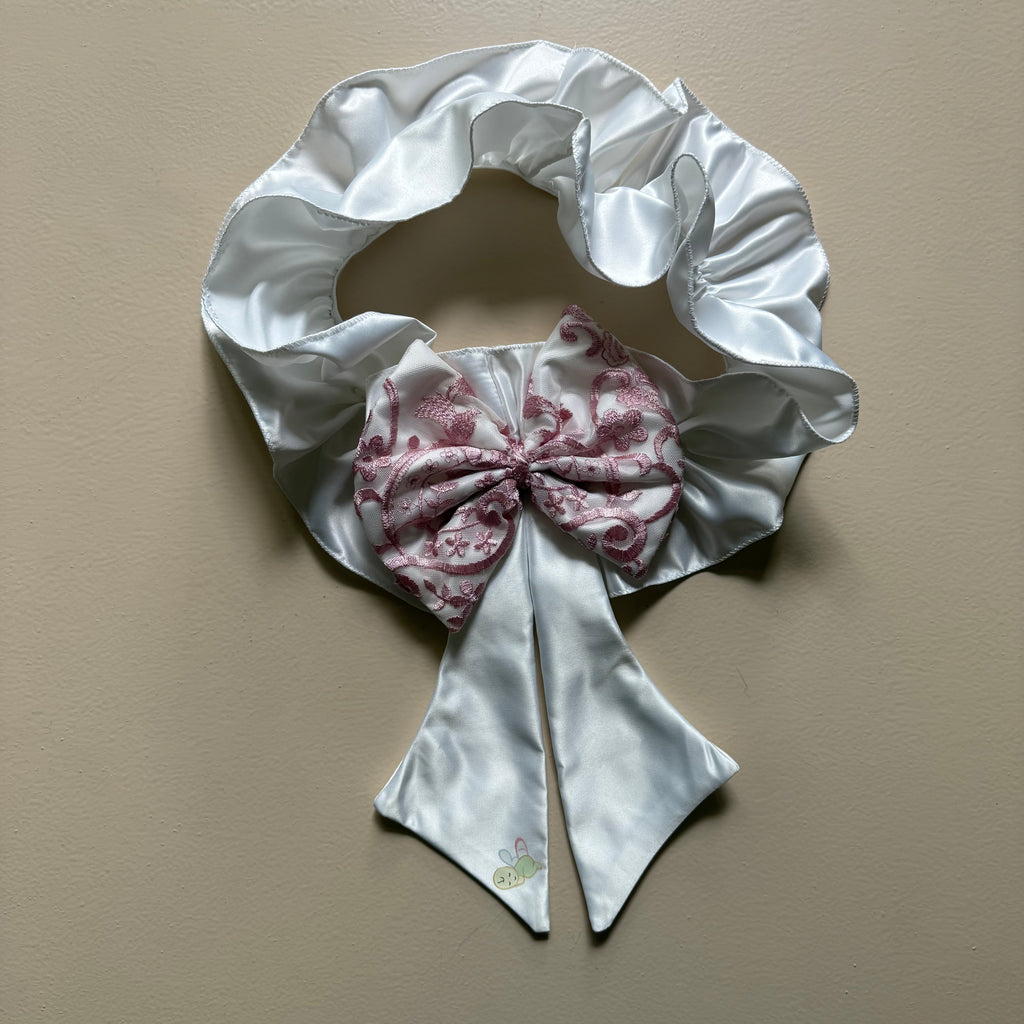 Royal Blush White Satin Baby Drape & Cap Set