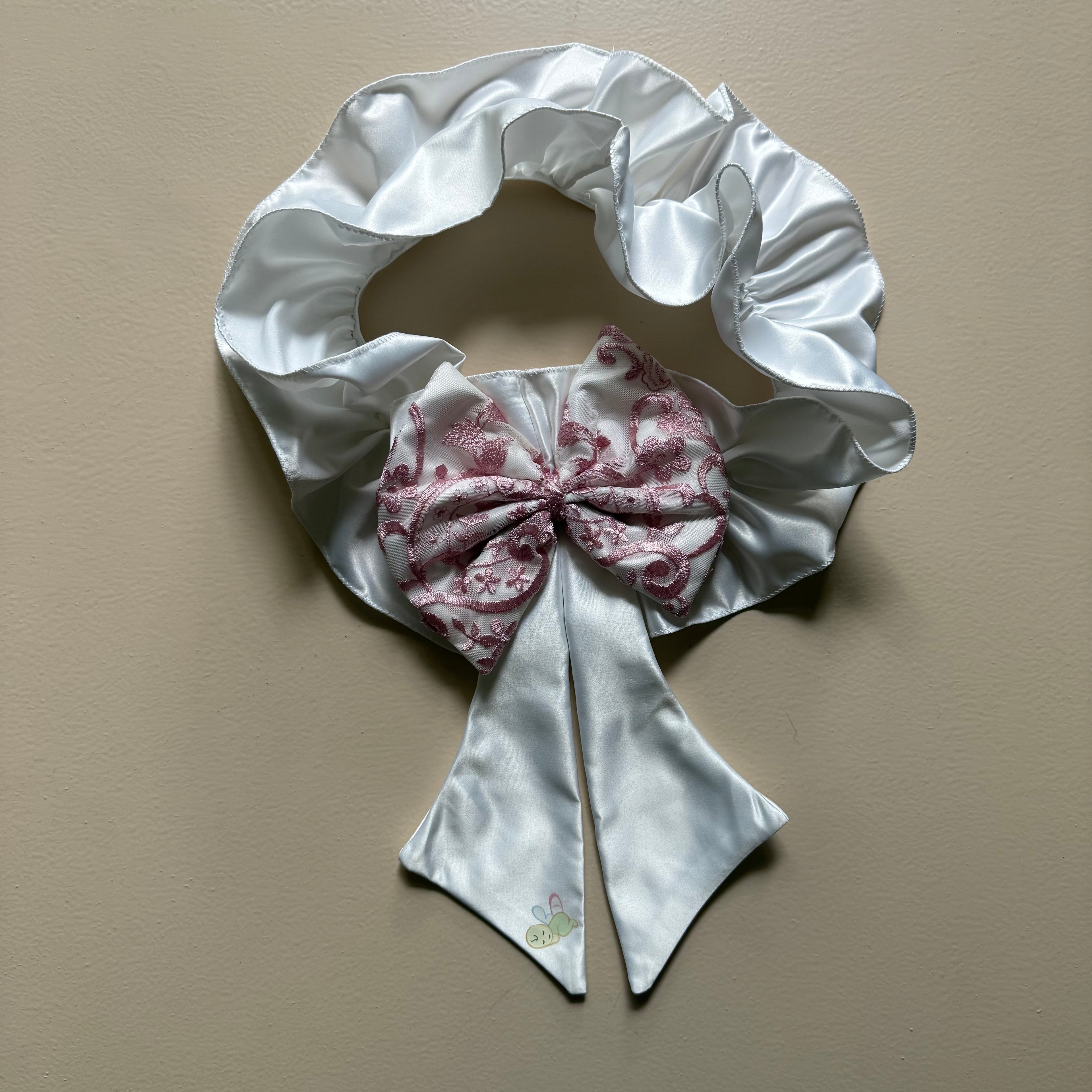 Royal Blush White Satin Baby Drape & Cap Set