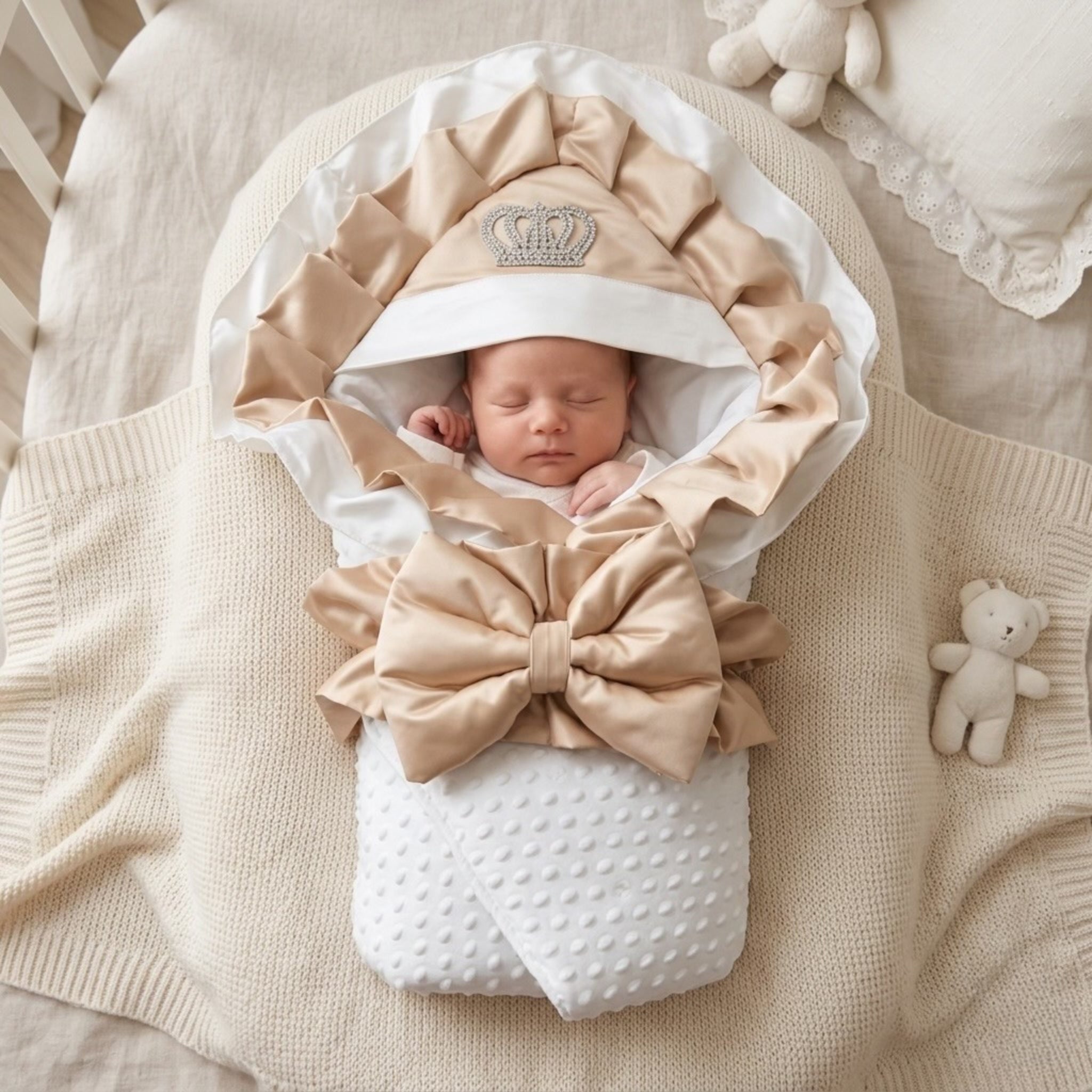 Royal Crown Luxe Gold Baby Drape with Attached Hood