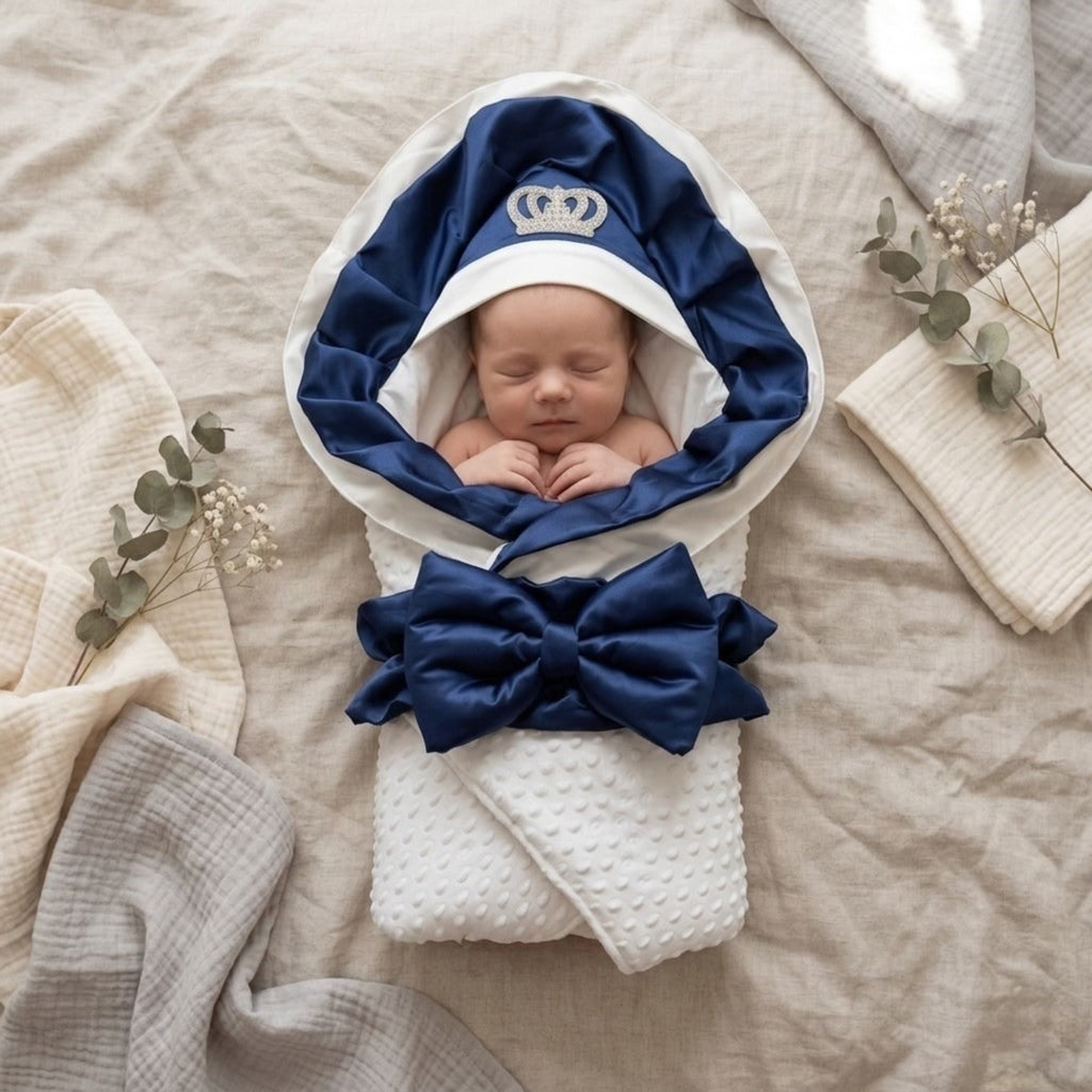 Royal Crown Luxe Hooded Navy Baby Drape
