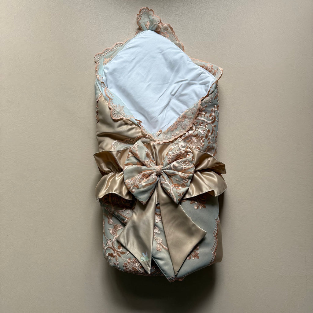Royal Heir Gold Satin Baby Drape & Cap Set