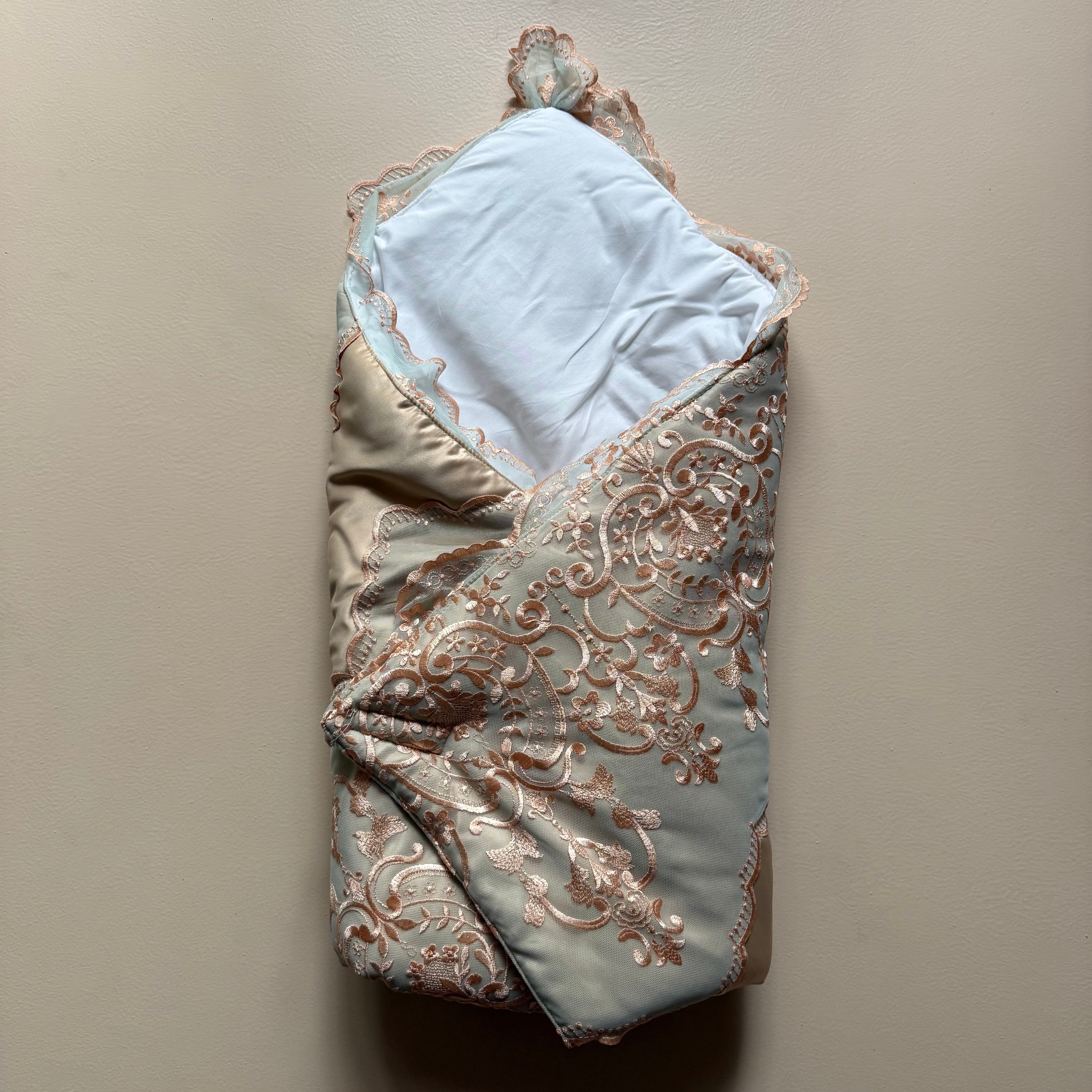 Royal Heir Gold Satin Baby Drape & Cap Set