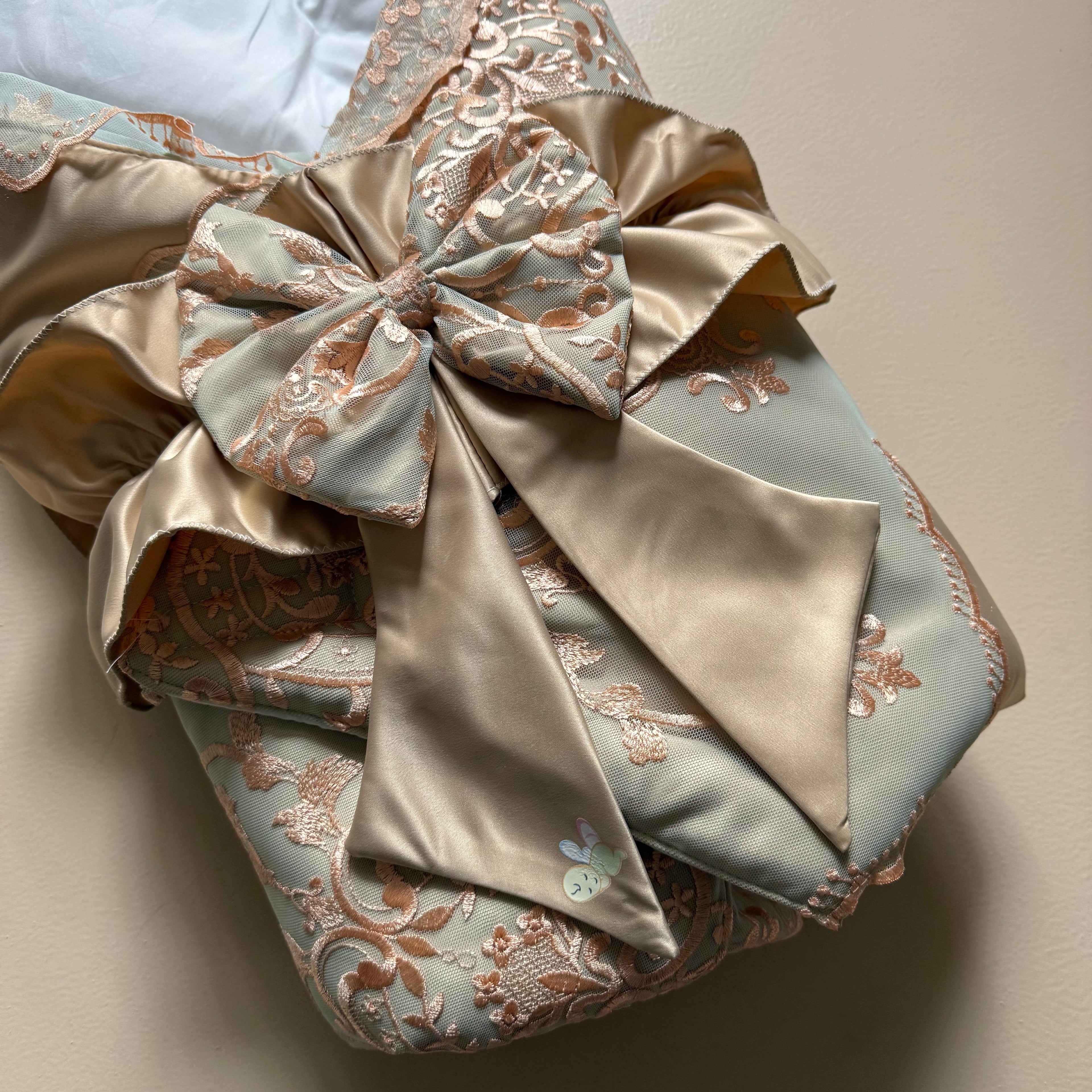 Royal Heir Gold Satin Baby Drape & Cap Set