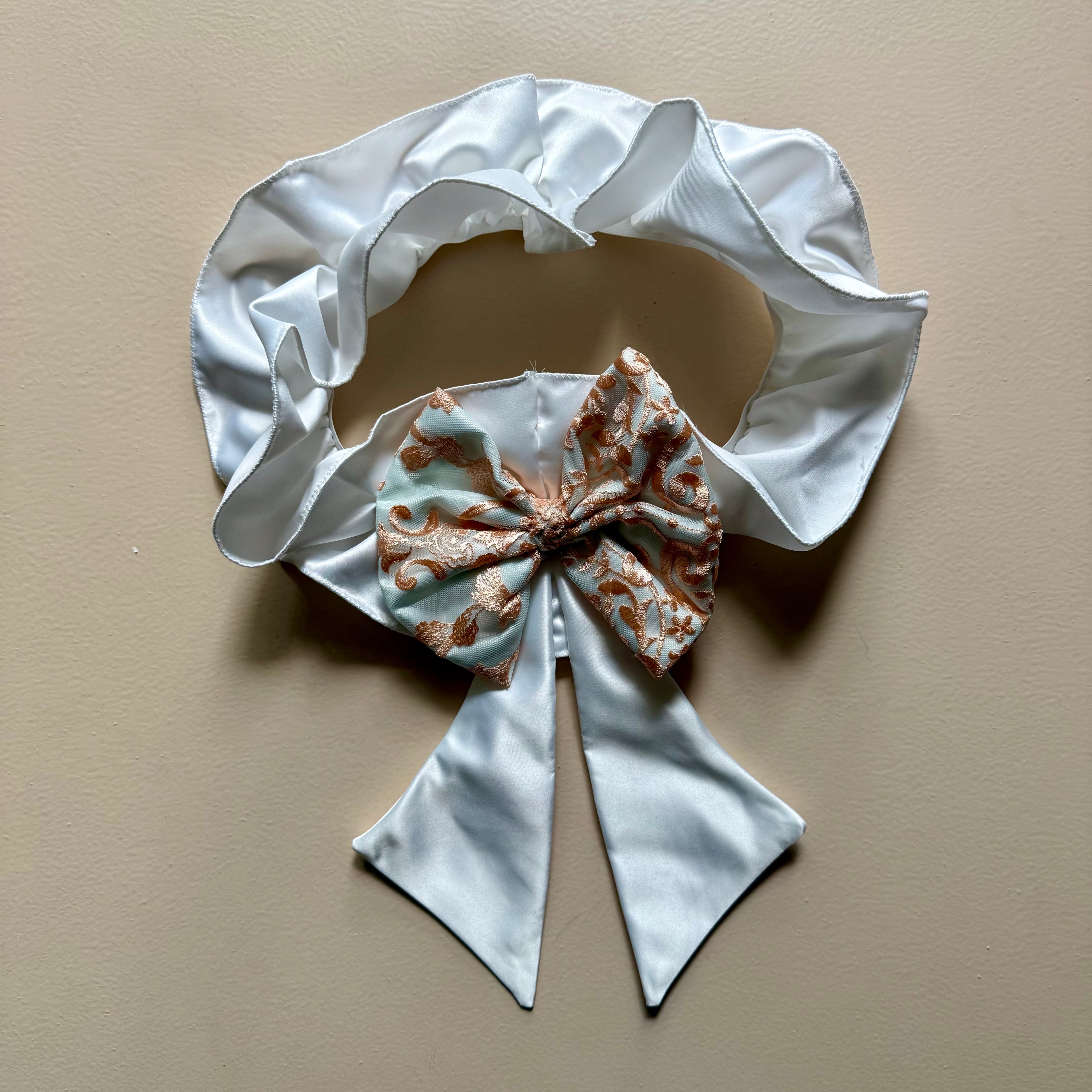 Royal White Satin Baby Drape & Cap Set