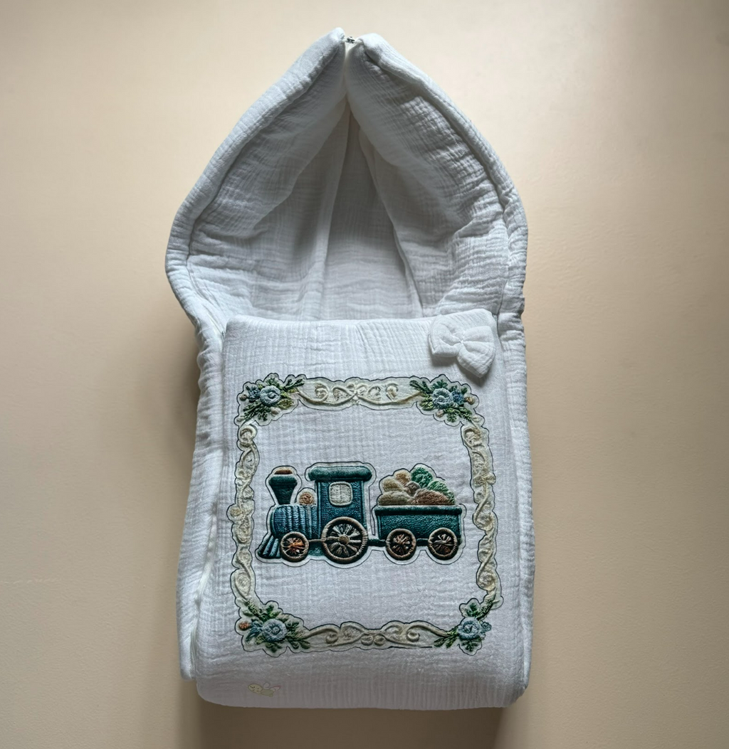 Little Railway Muslin Sleeping Bag