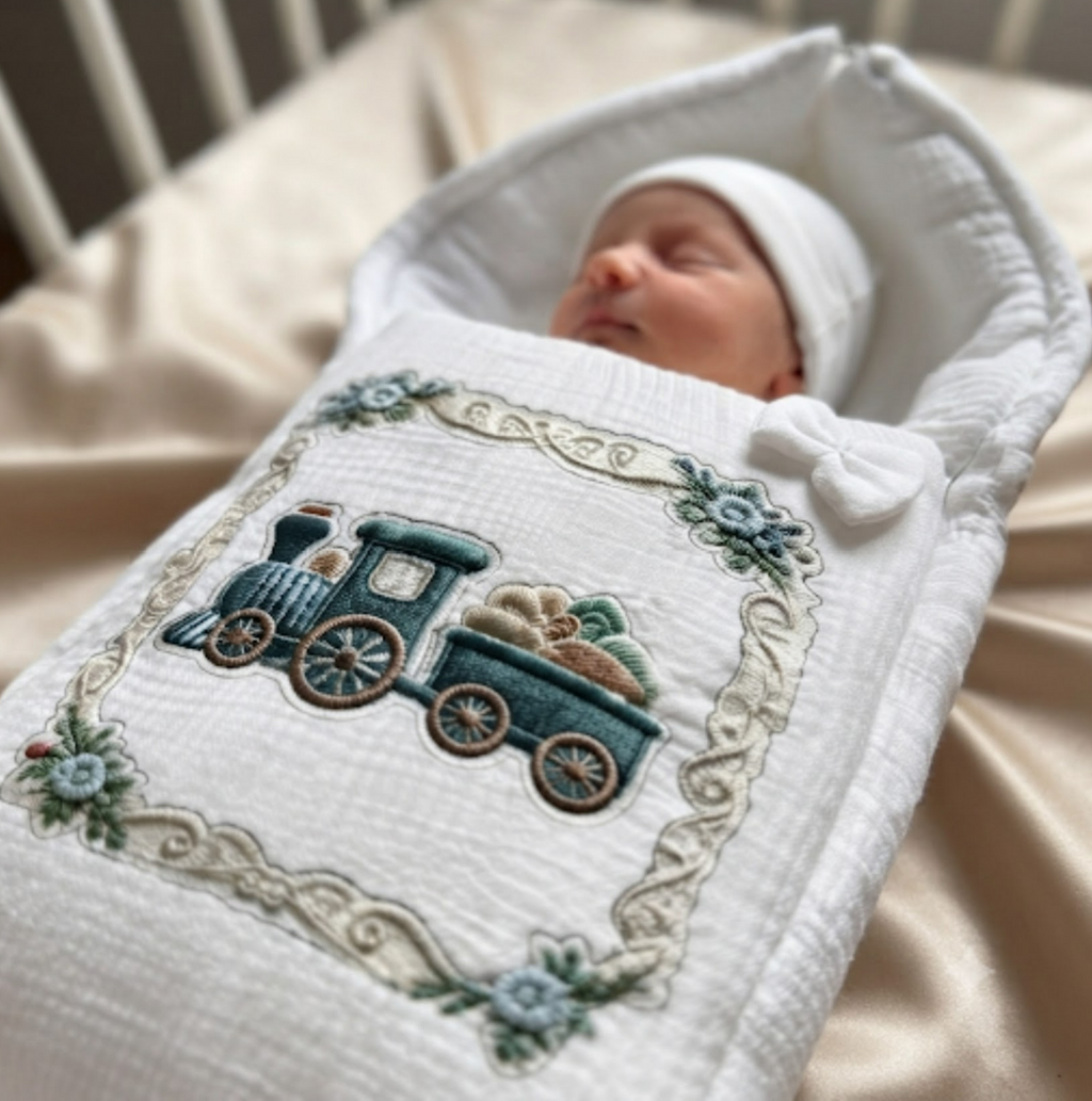 Little Railway Muslin Sleeping Bag