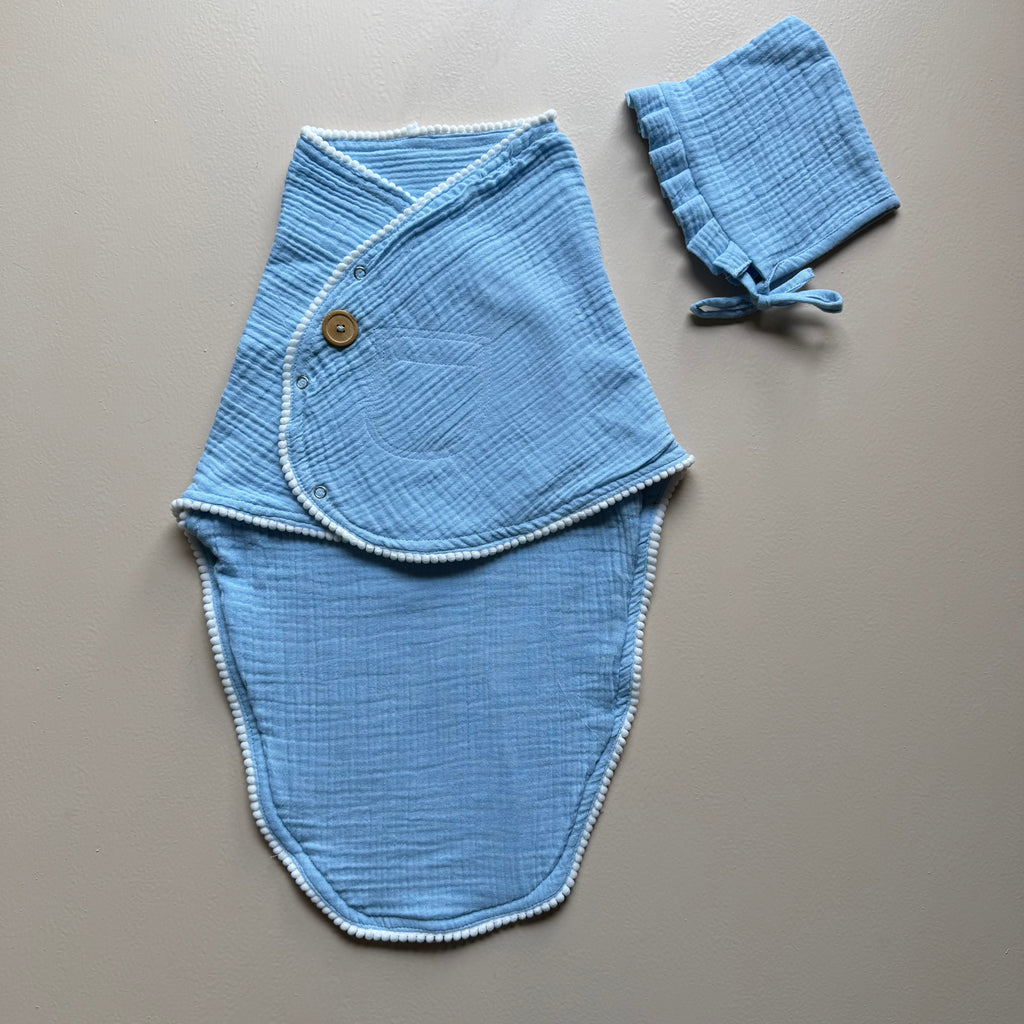 Sky Blue WhisperSoft Muslin Swadle Set