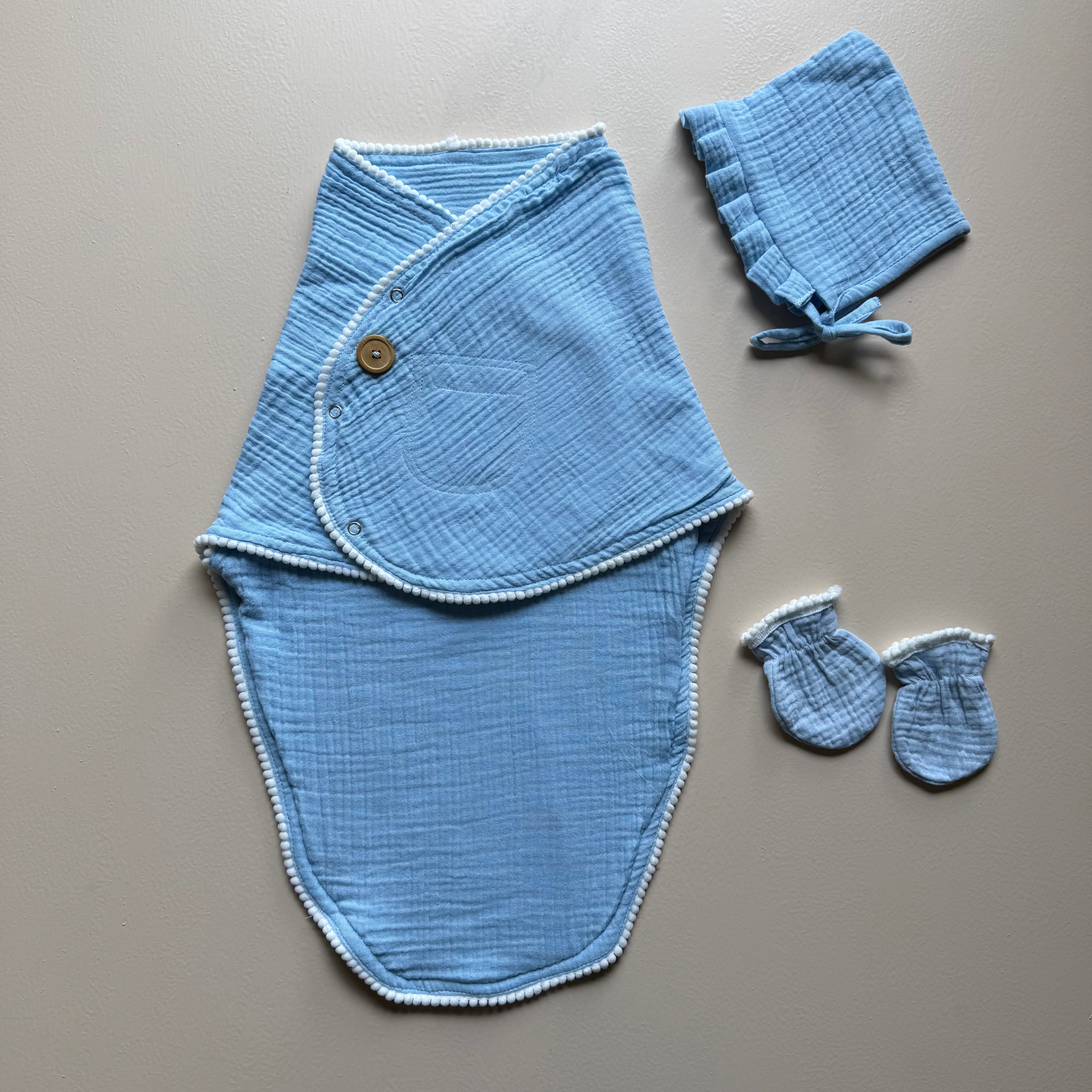 Sky Blue WhisperSoft Muslin Swadle Set