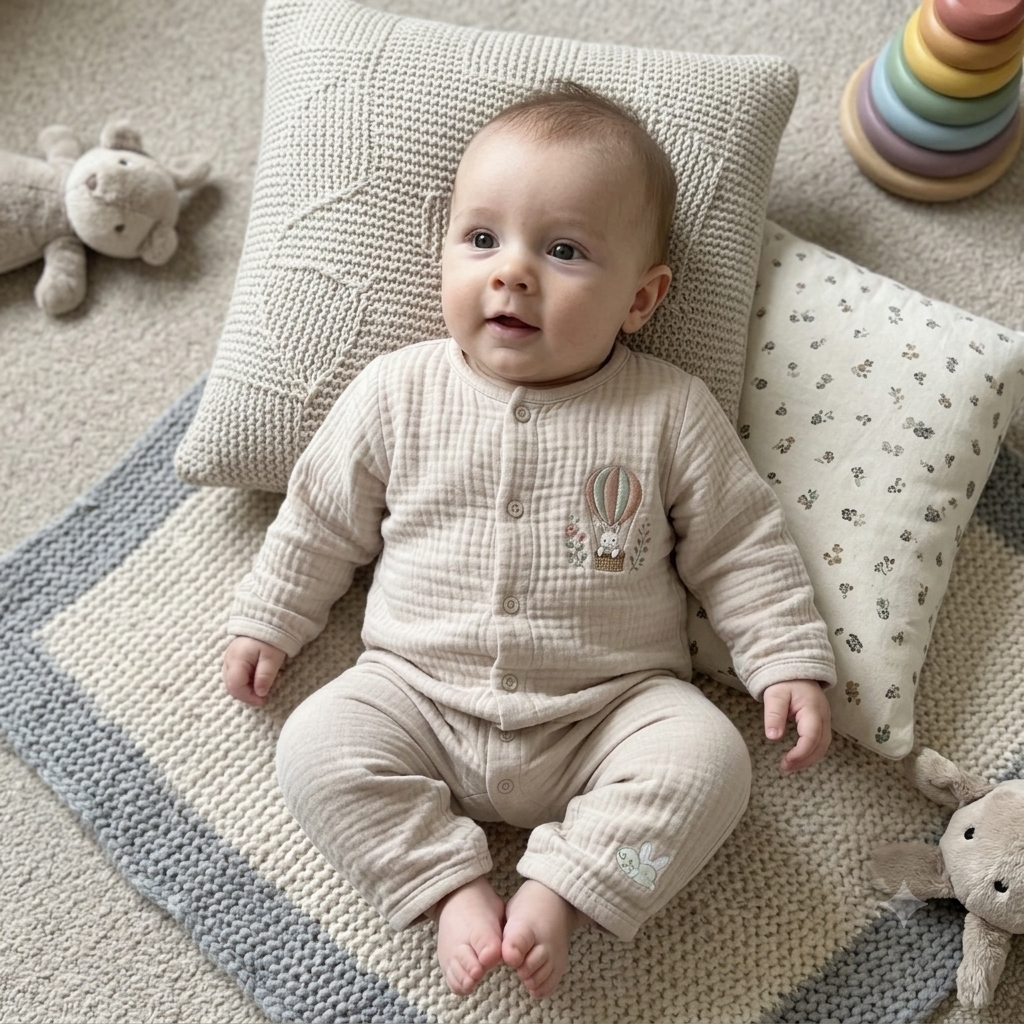 Skybound Dreams Muslin Romper – Oat Beige