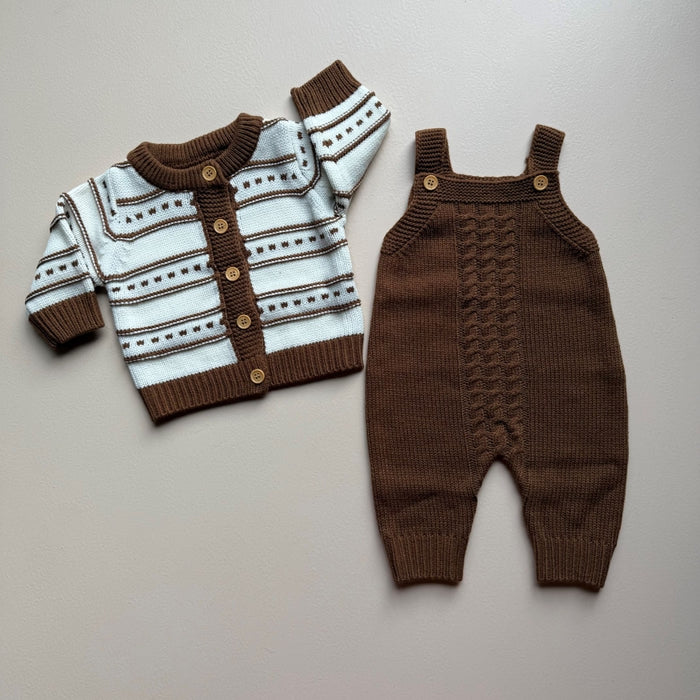 Cocoa Heritage Knit Cardigan & Jumpsuit Set
